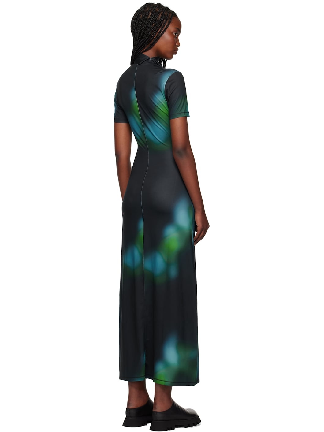 Multicolor Fitted AOP Closure Maxi Dress - 3