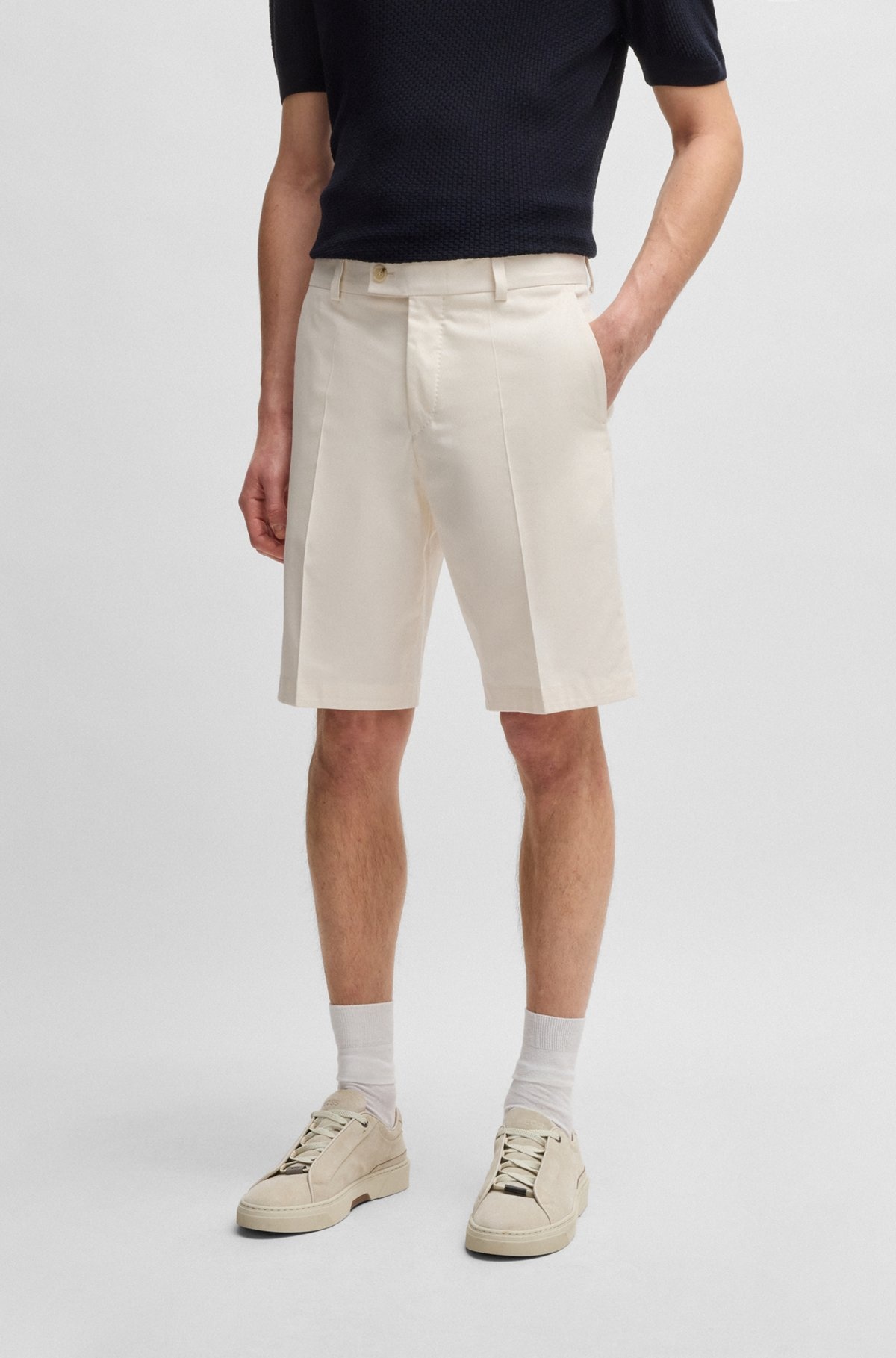 TAPERED-FIT SHORTS IN COTTON, SILK AND STRETCH - 2