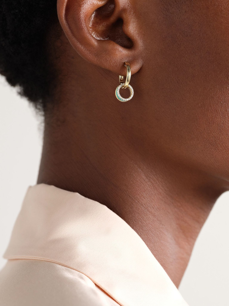 Yvonne Léon 9-karat gold, enamel and diamond single hoop earring Gold outlook