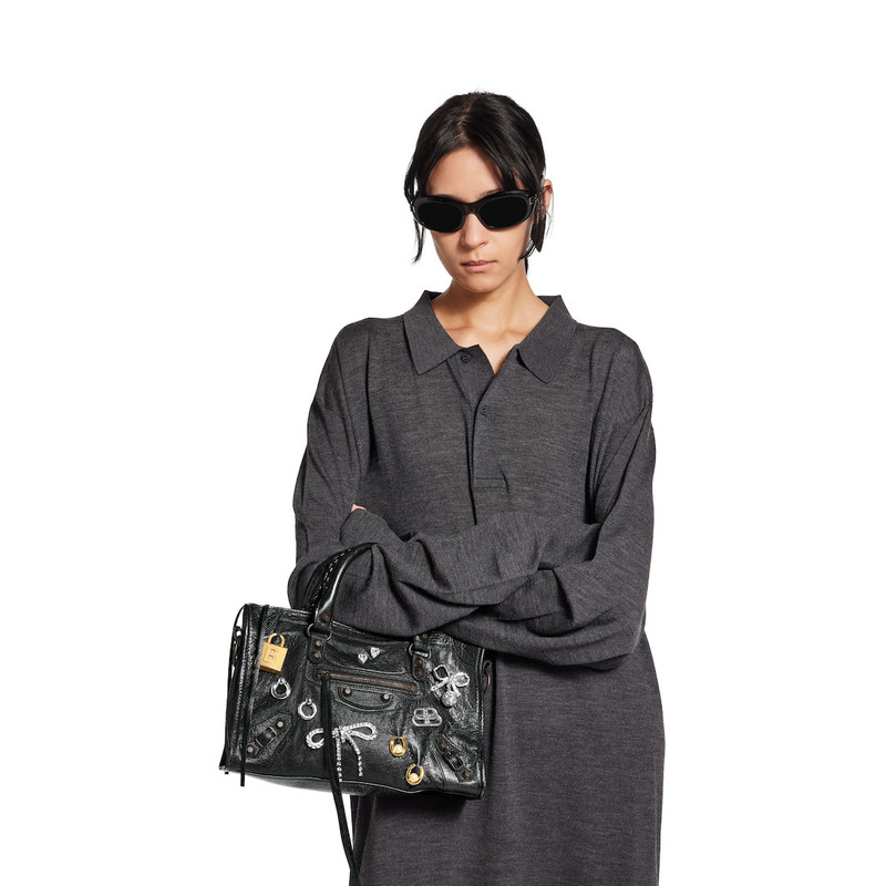 BALENCIAGA Women's Le City Small Bag With Pins in Black outlook