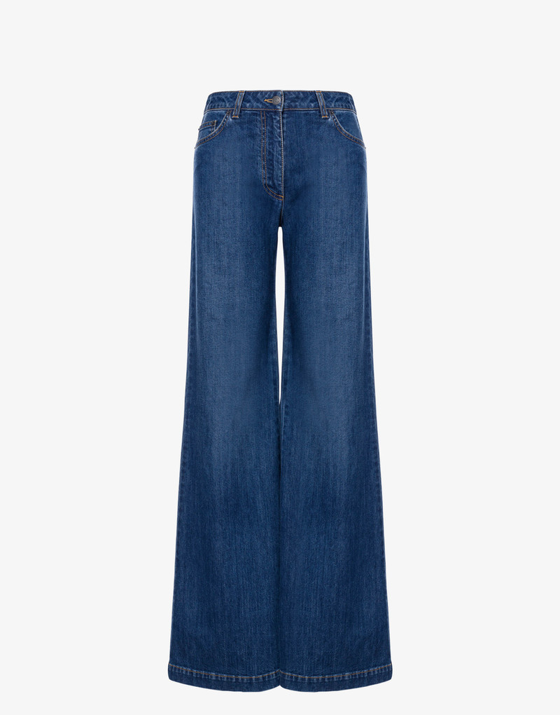 TEDDY EMBROIDERY STRETCH DENIM TROUSERS 1