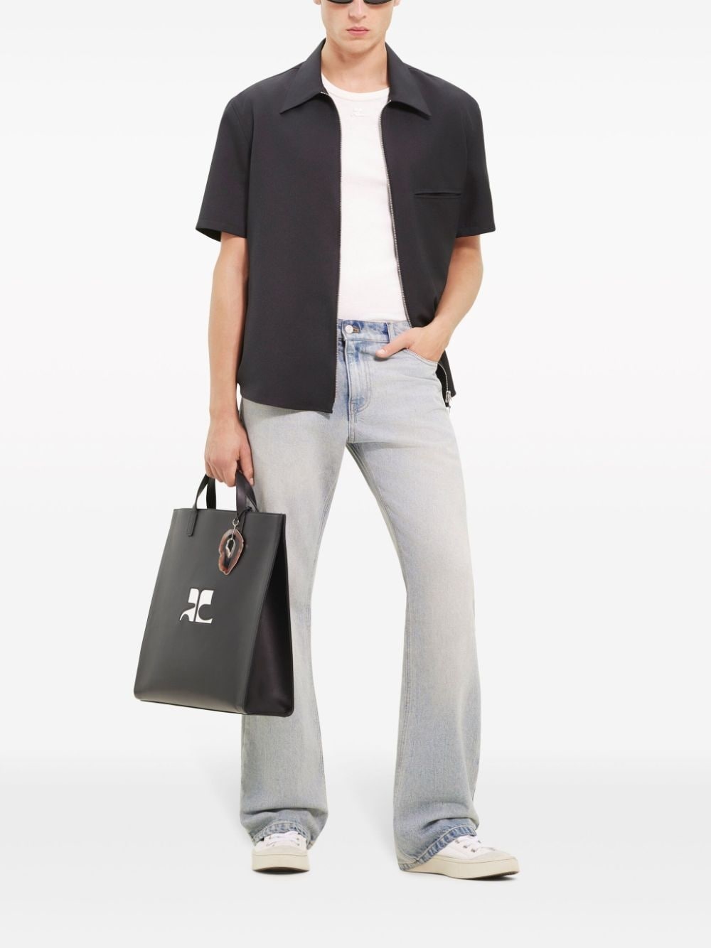 logo-appliqué twill shirt - 2