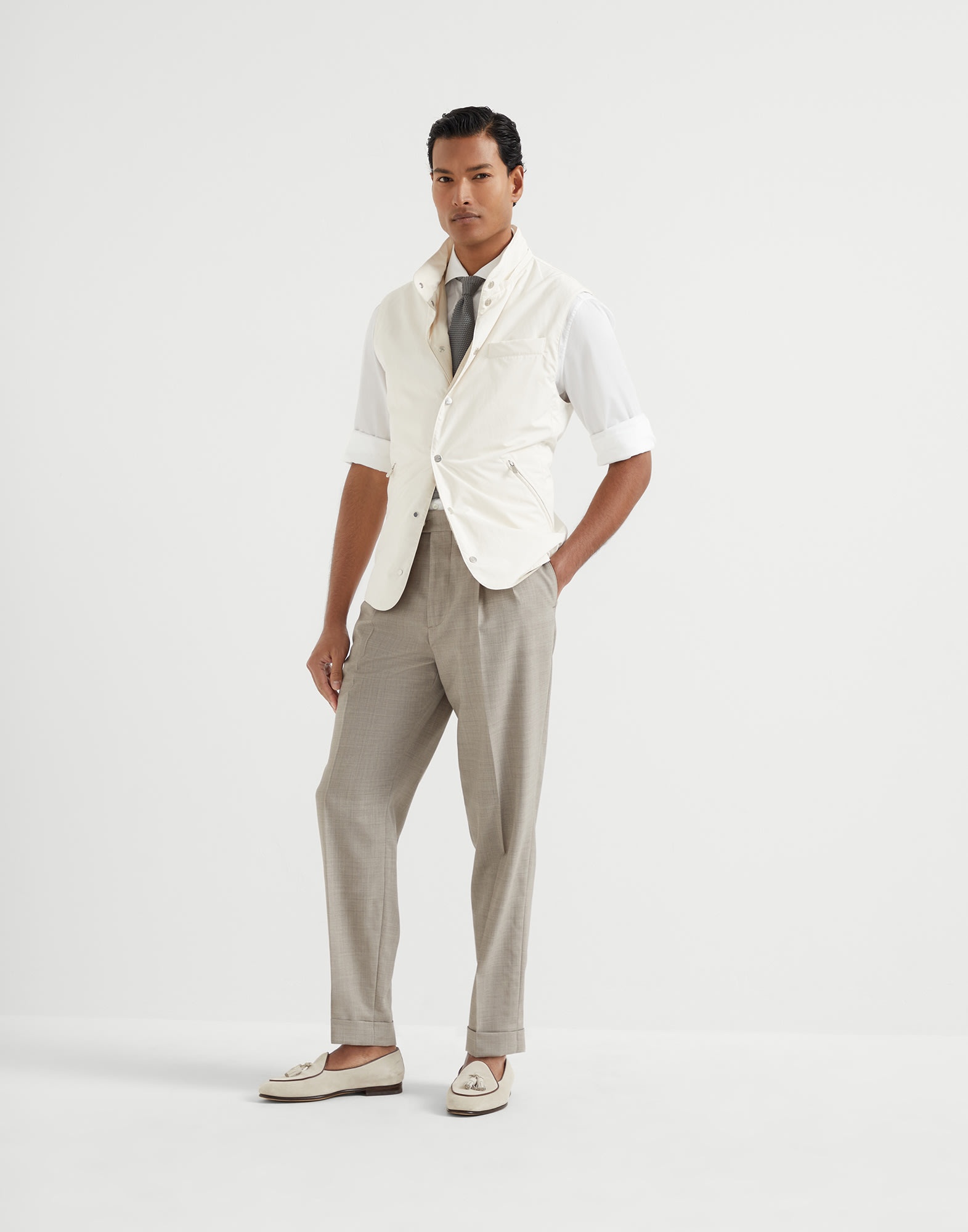 Twill slim fit shirt with spread collar - 5