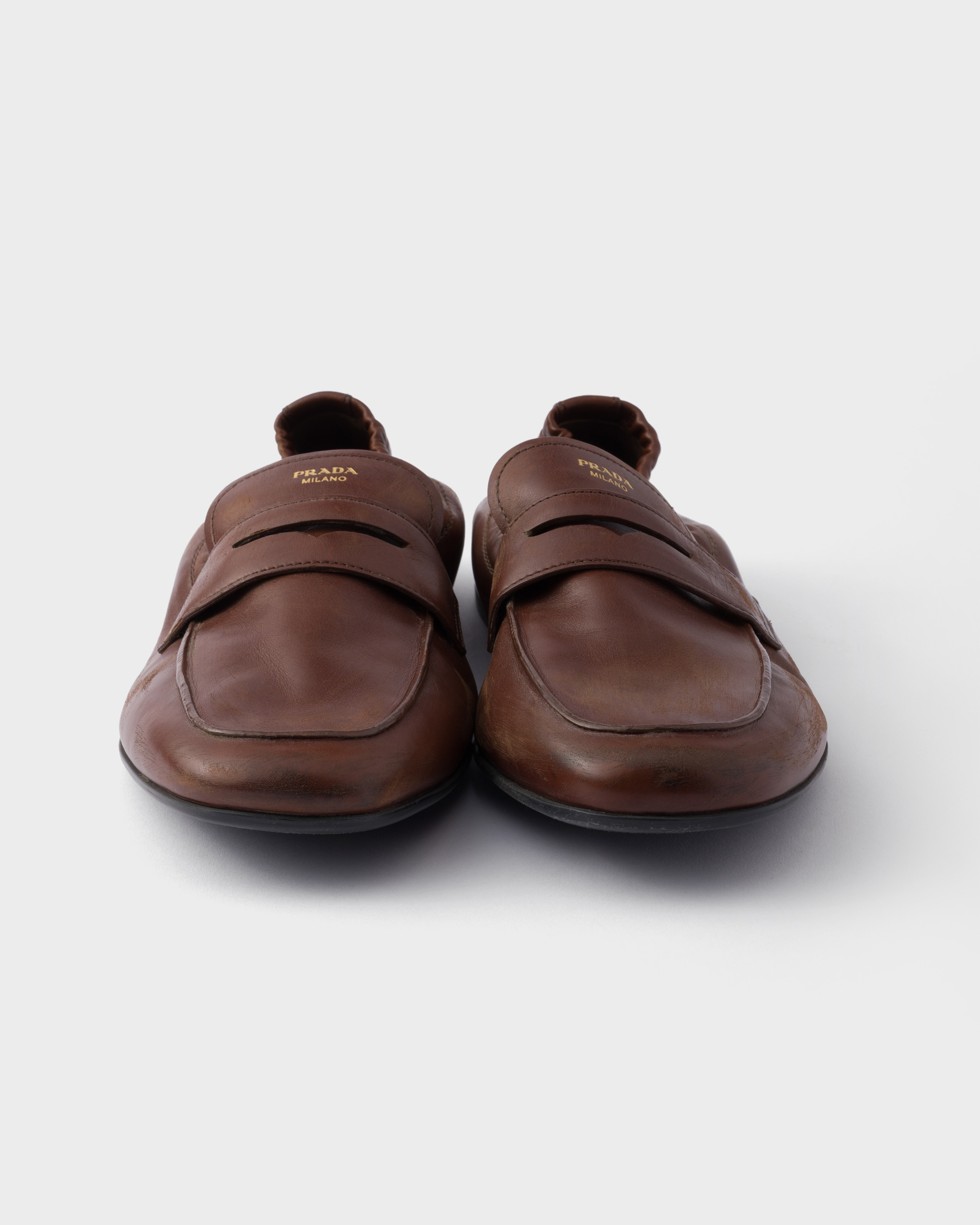 Shuffle antiqued leather loafers - 6