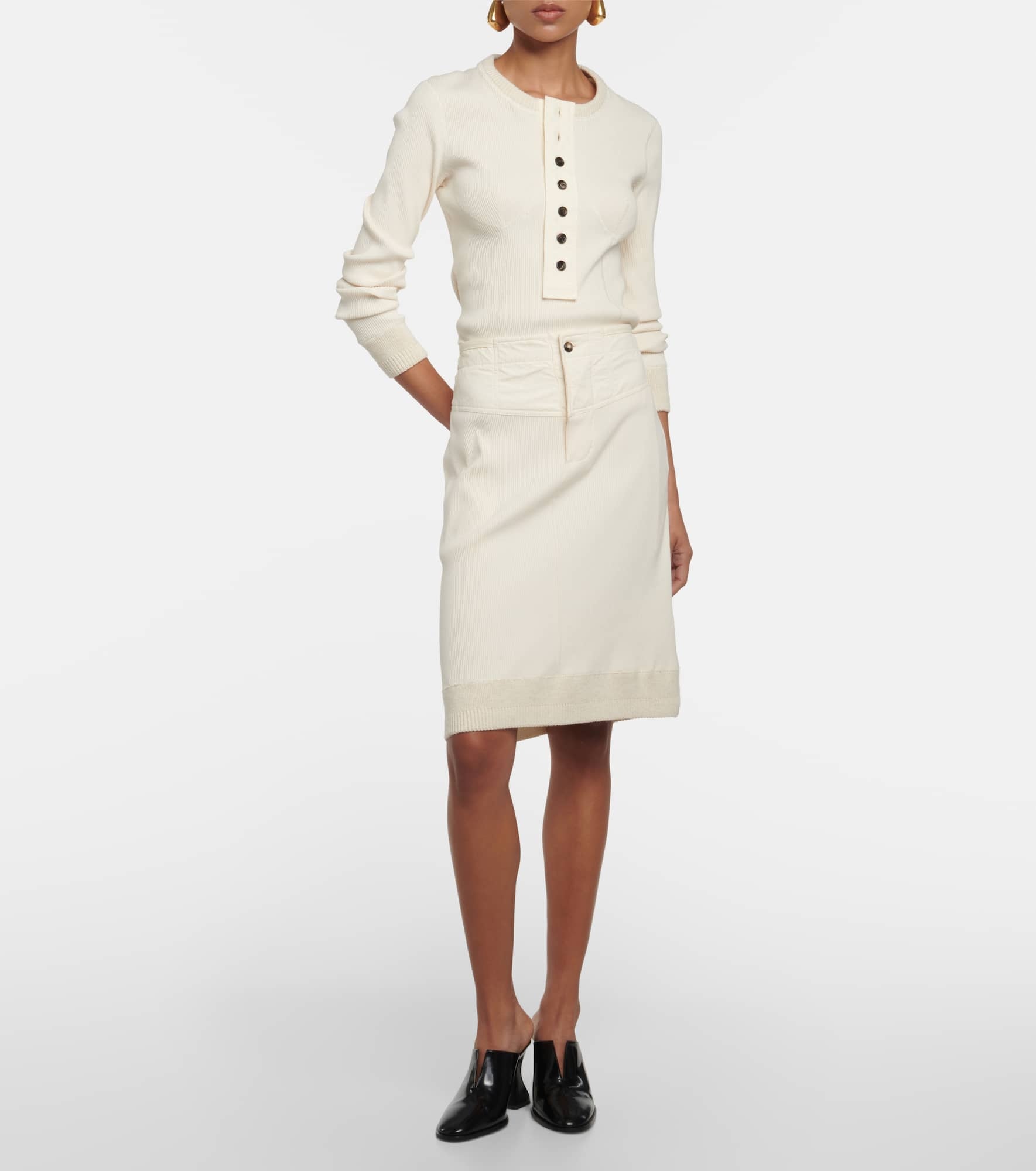 Ribbed-knit cotton jersey midi skirt - 2