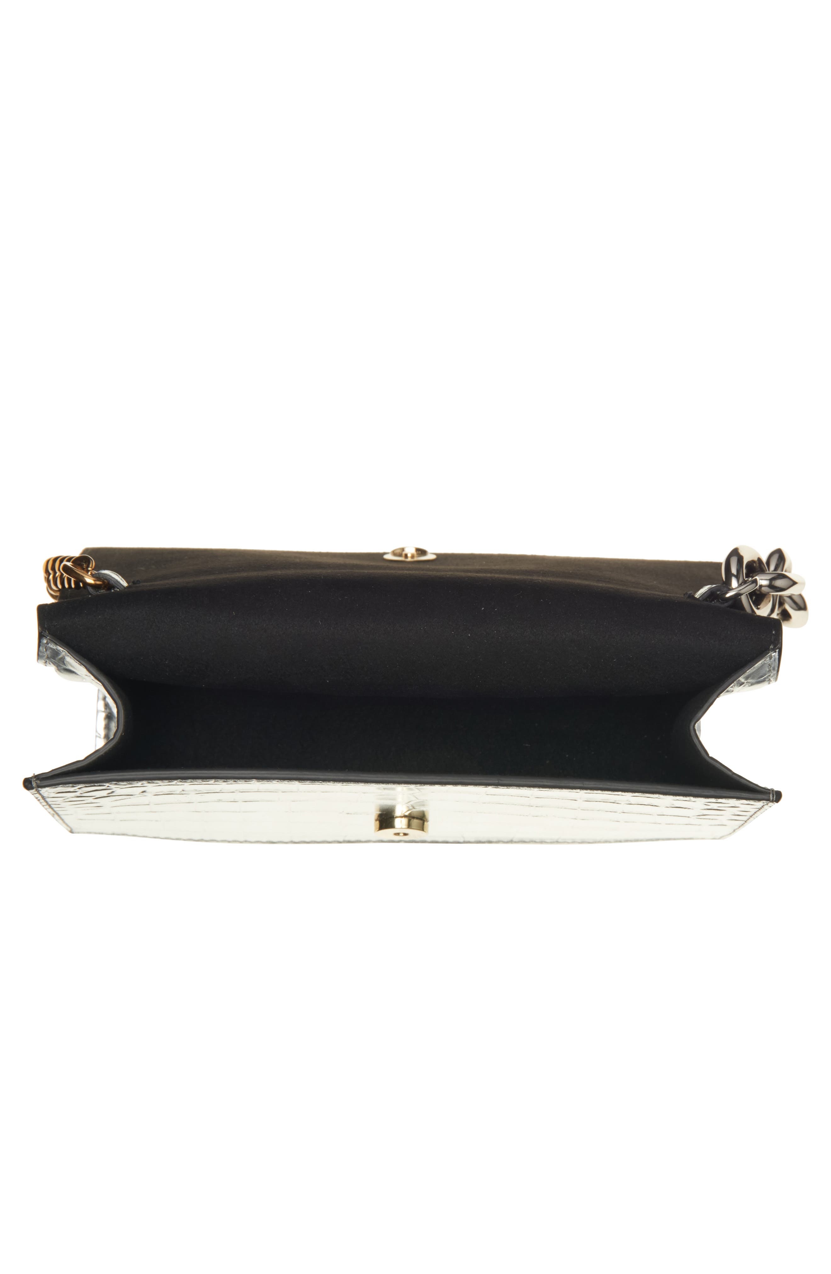 McQueen Small Skull Croc Embossed Leather Shoulder Bag in Silver/Gold at Nordstrom - 4