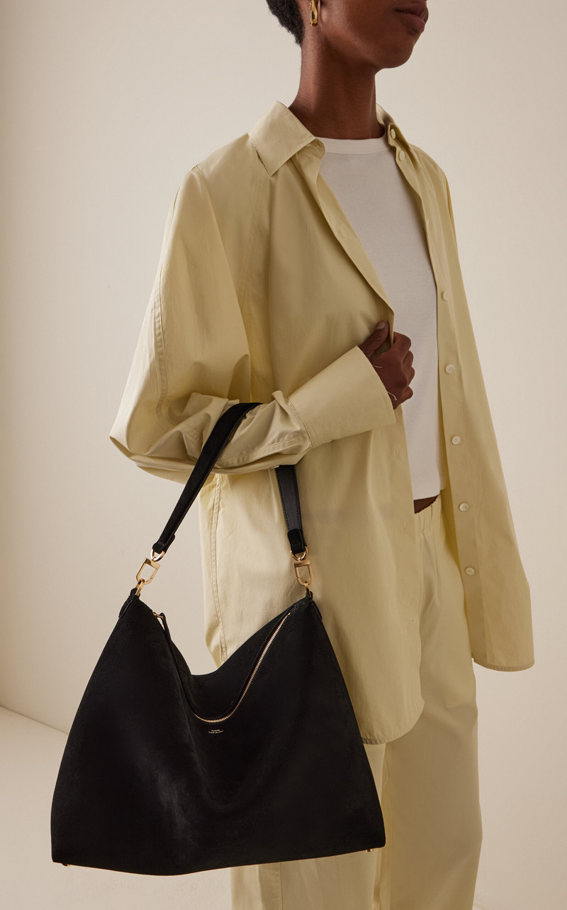 TOTEME Medium Bevel Suede Bag black outlook