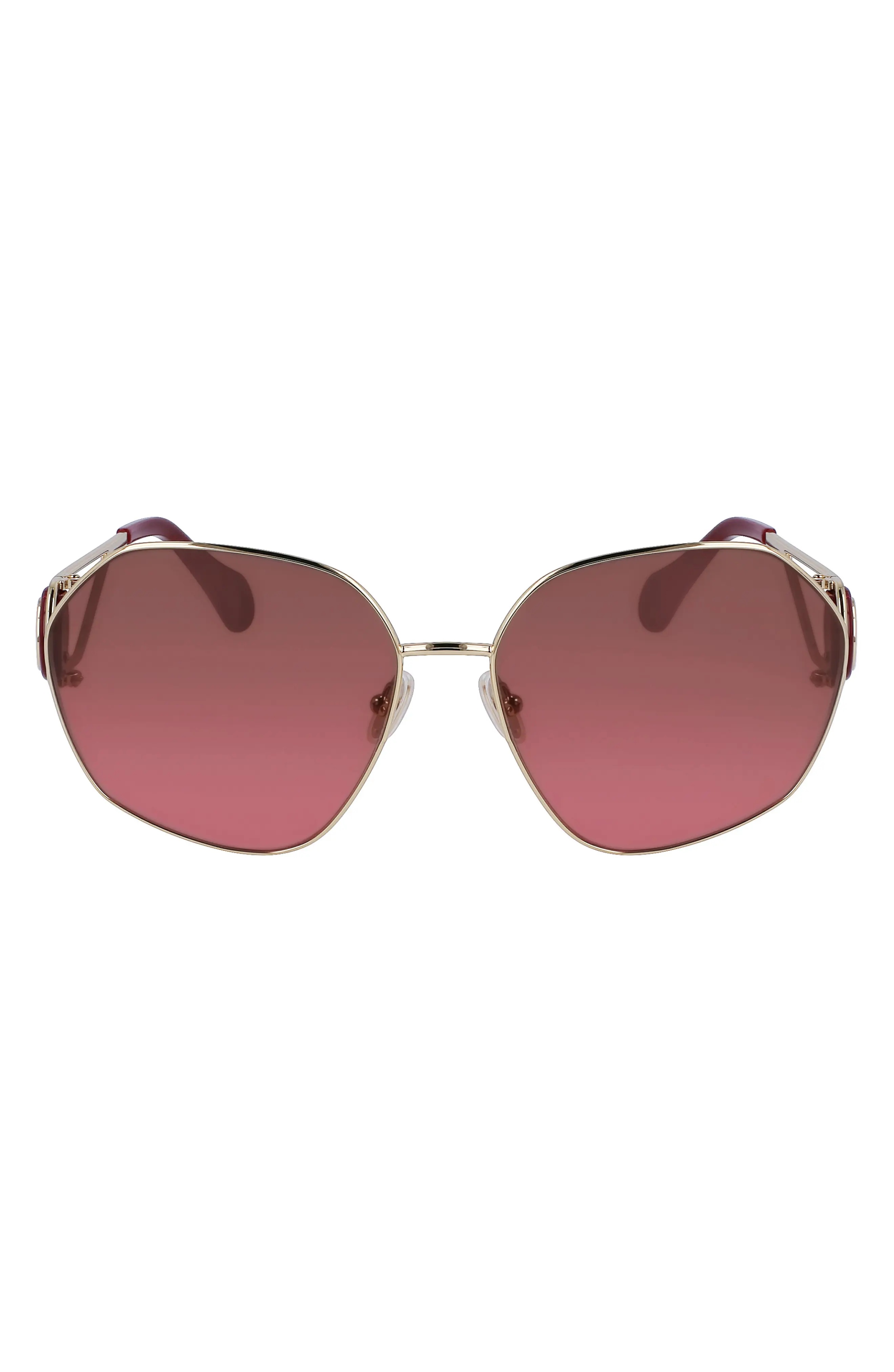 Mother & Child 62mm Oversize Rectangular Sunglasses in Gold/Gradient Cherry - 1