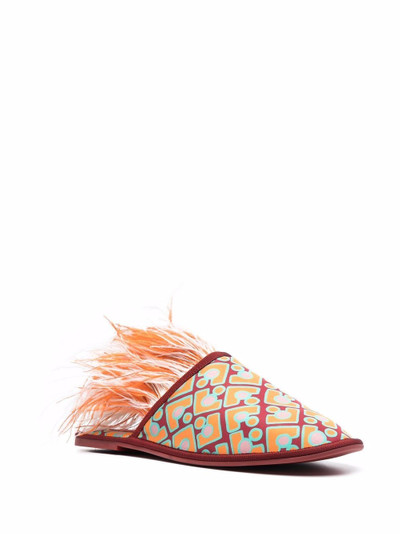 La DoubleJ Boudoir feather-trim slippers outlook
