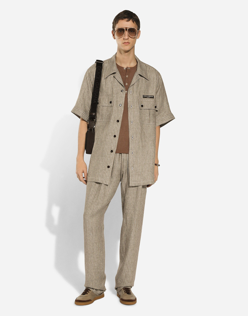 Dolce & Gabbana Striped linen Hawaiian shirt outlook