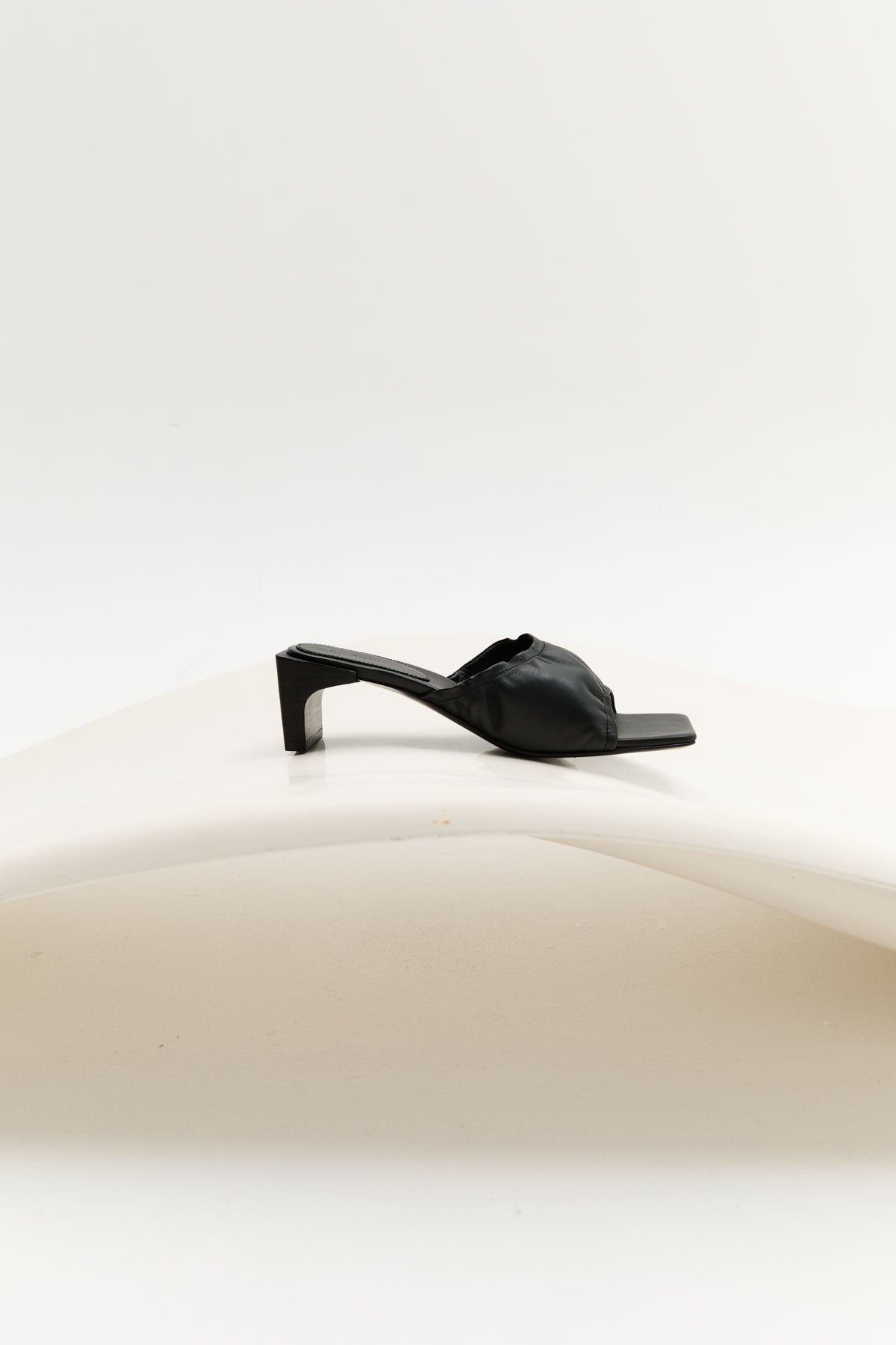Gathered Block Heel - Black - 2