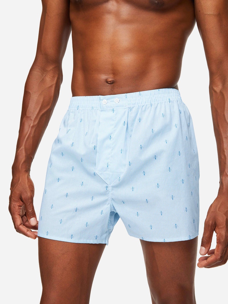 Men's Classic Fit Boxers Nelson 94 Cotton Batiste Blue - 5