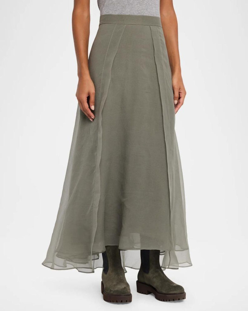 Layered Crispy Silk Maxi Circle Skirt 4