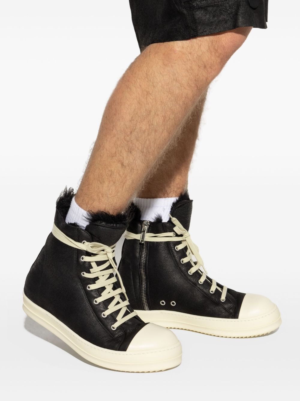 shearling-lined lace-up sneakers - 4