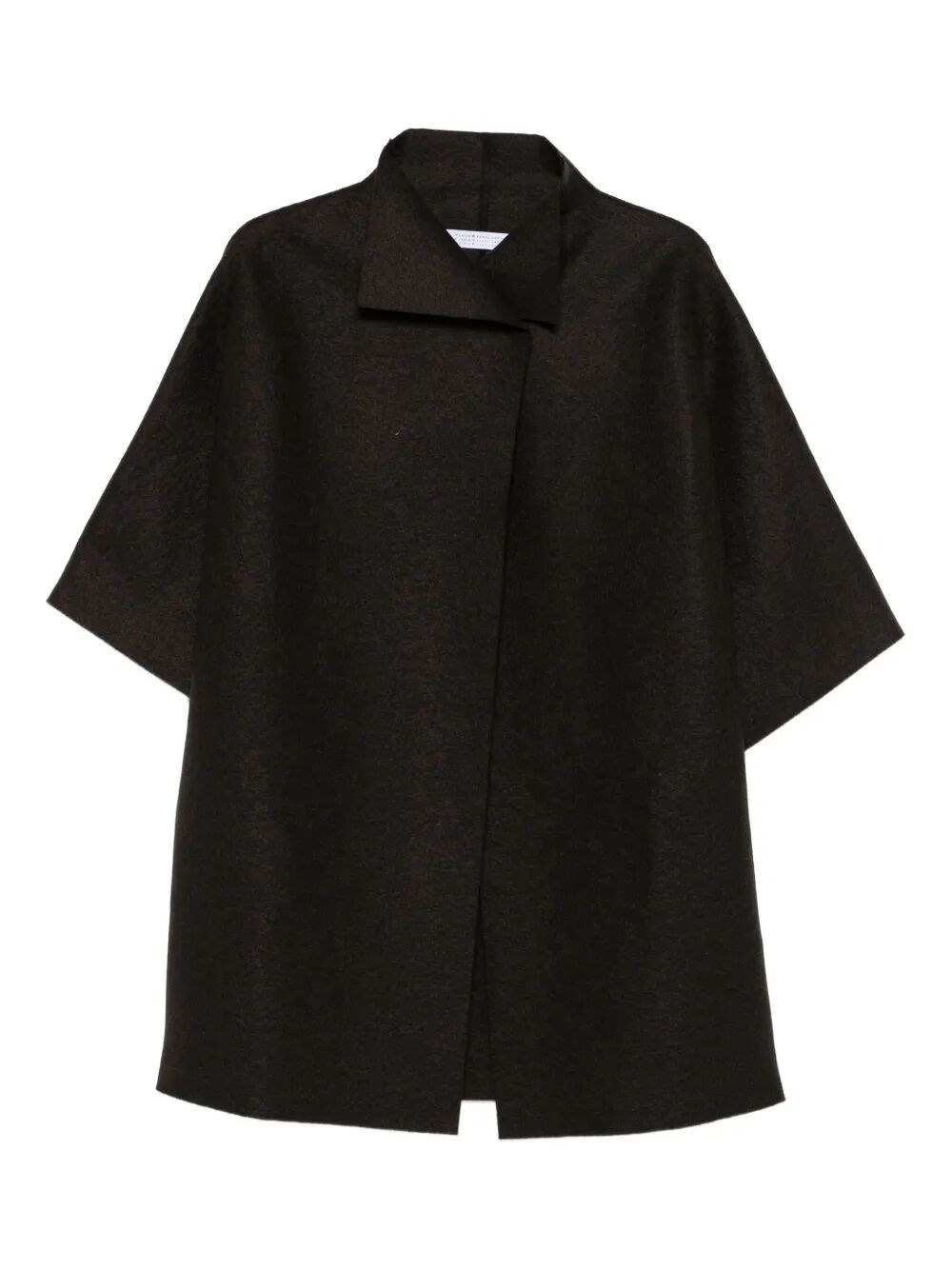 Introducing the elegant 'WOMEN KIMONO MANTLE PRESSED WOOL' from HARRIS WHARF LONDON, a stunning addi - 1