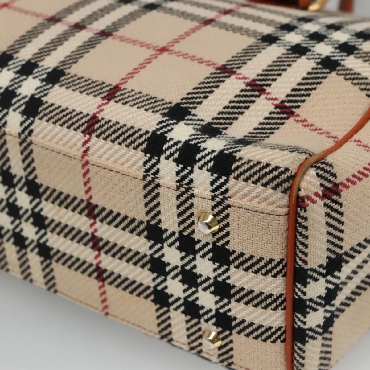Burberry Nova Check Hand Bag Wool Beige Gold - 15
