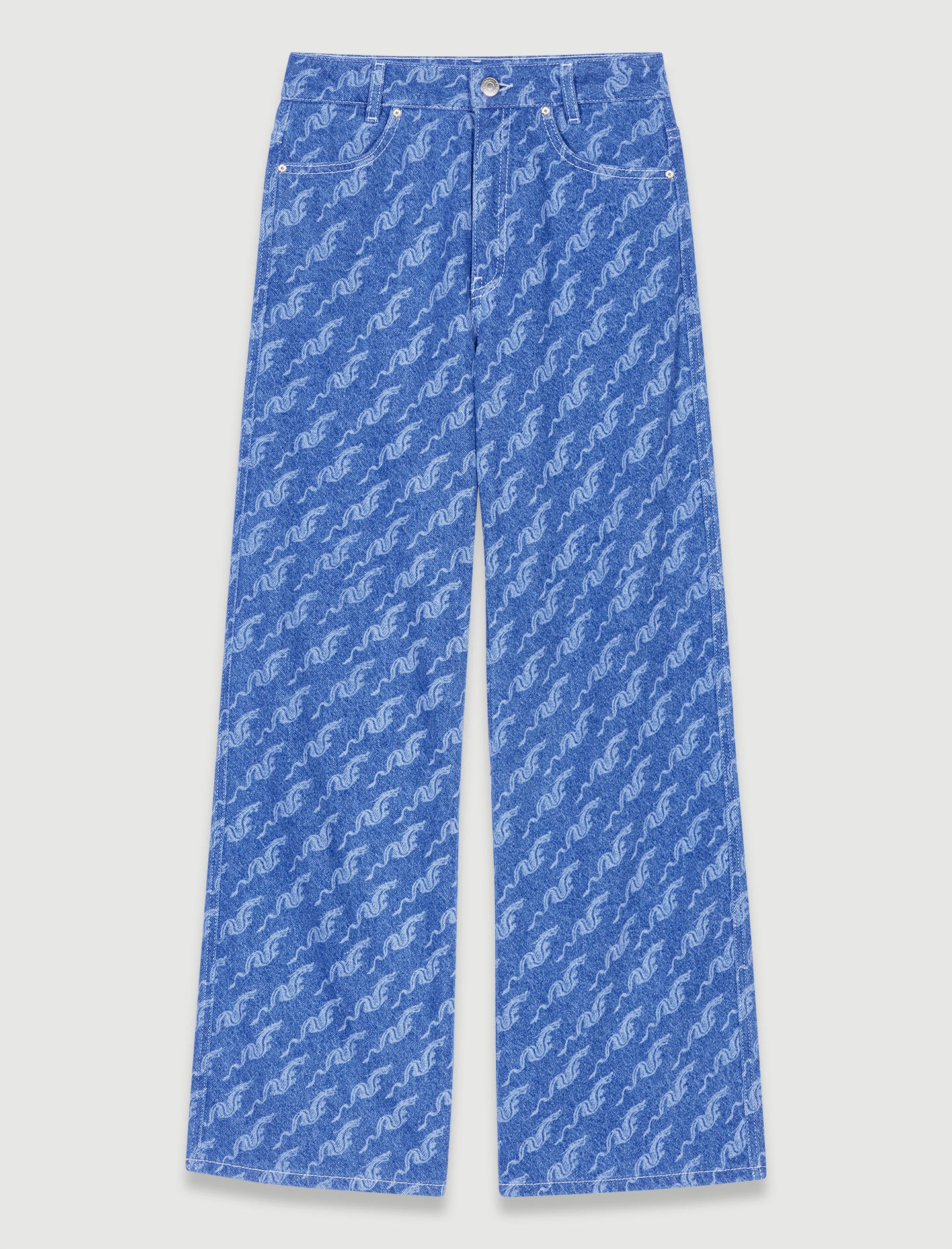 Wide-leg patterned jeans - 1