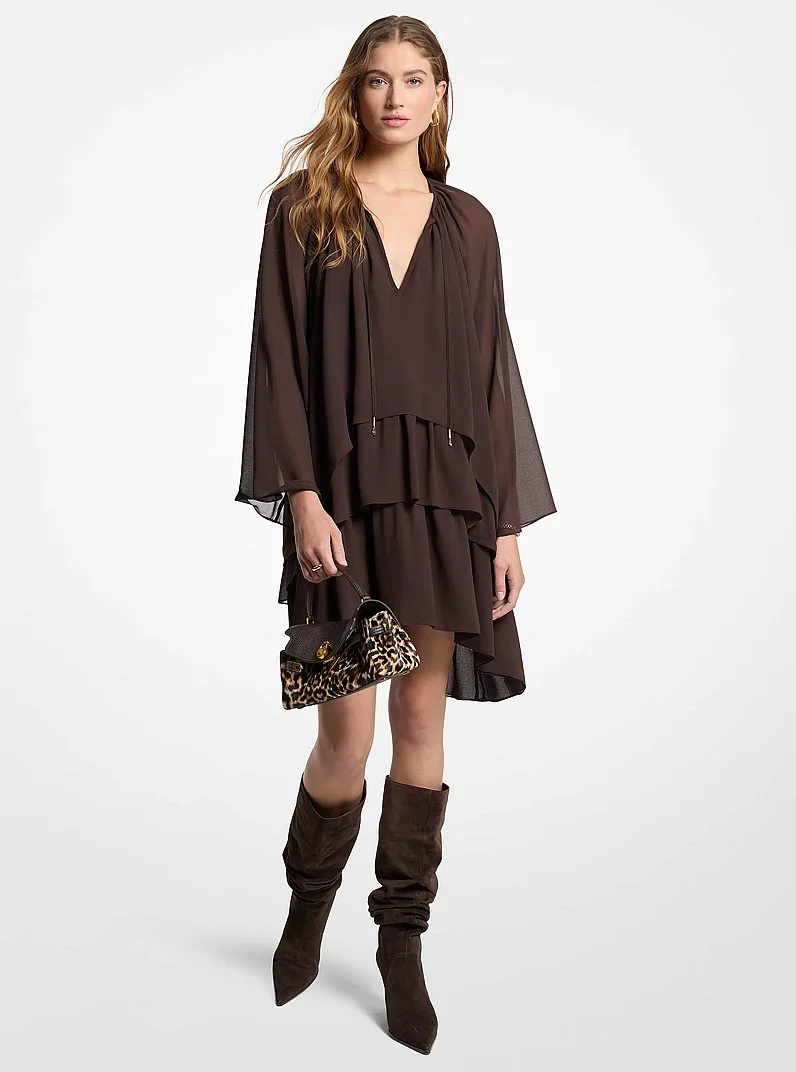 Ruffled Georgette High-Low Dress - 1