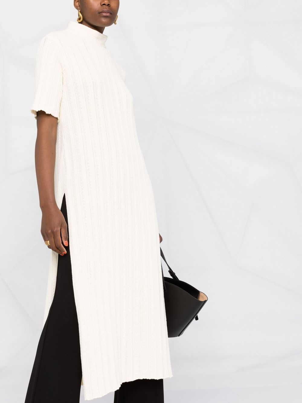 short-sleeve ribbed-knit dress - 3