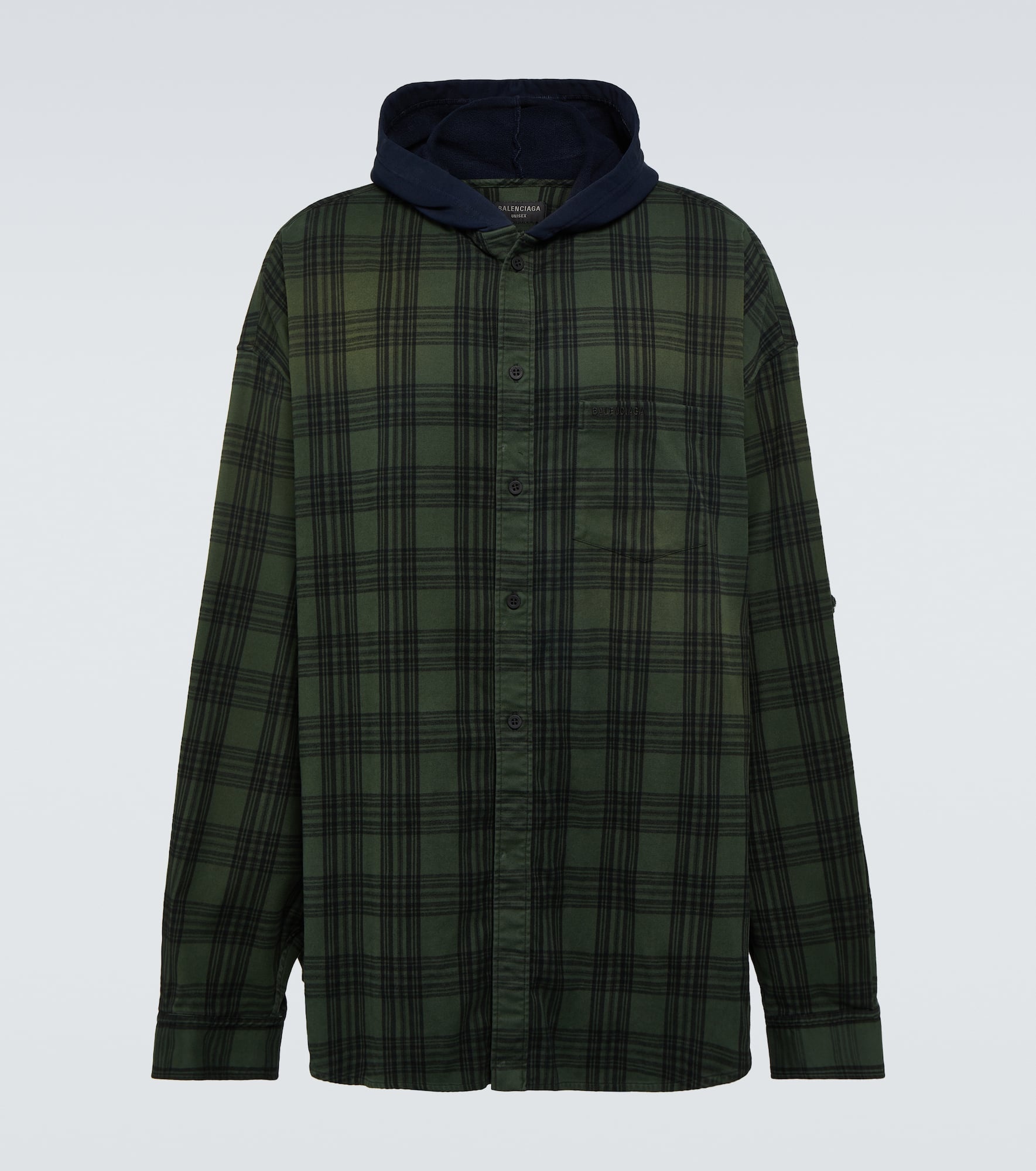 Oversized checked cotton-blend shirt - 1