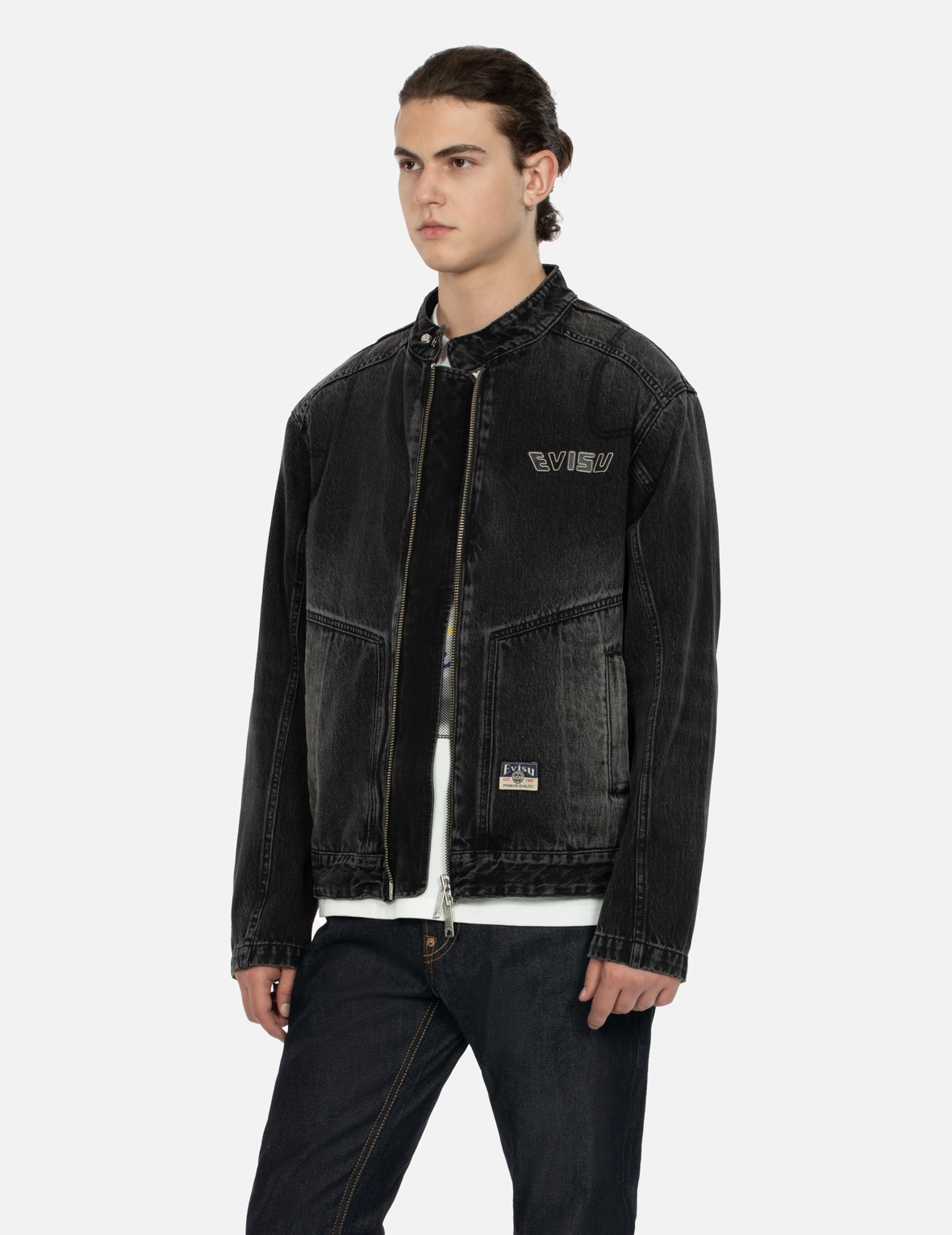 GODHEAD PRINT RELAX FIT BIKER DENIM JACKET - 7