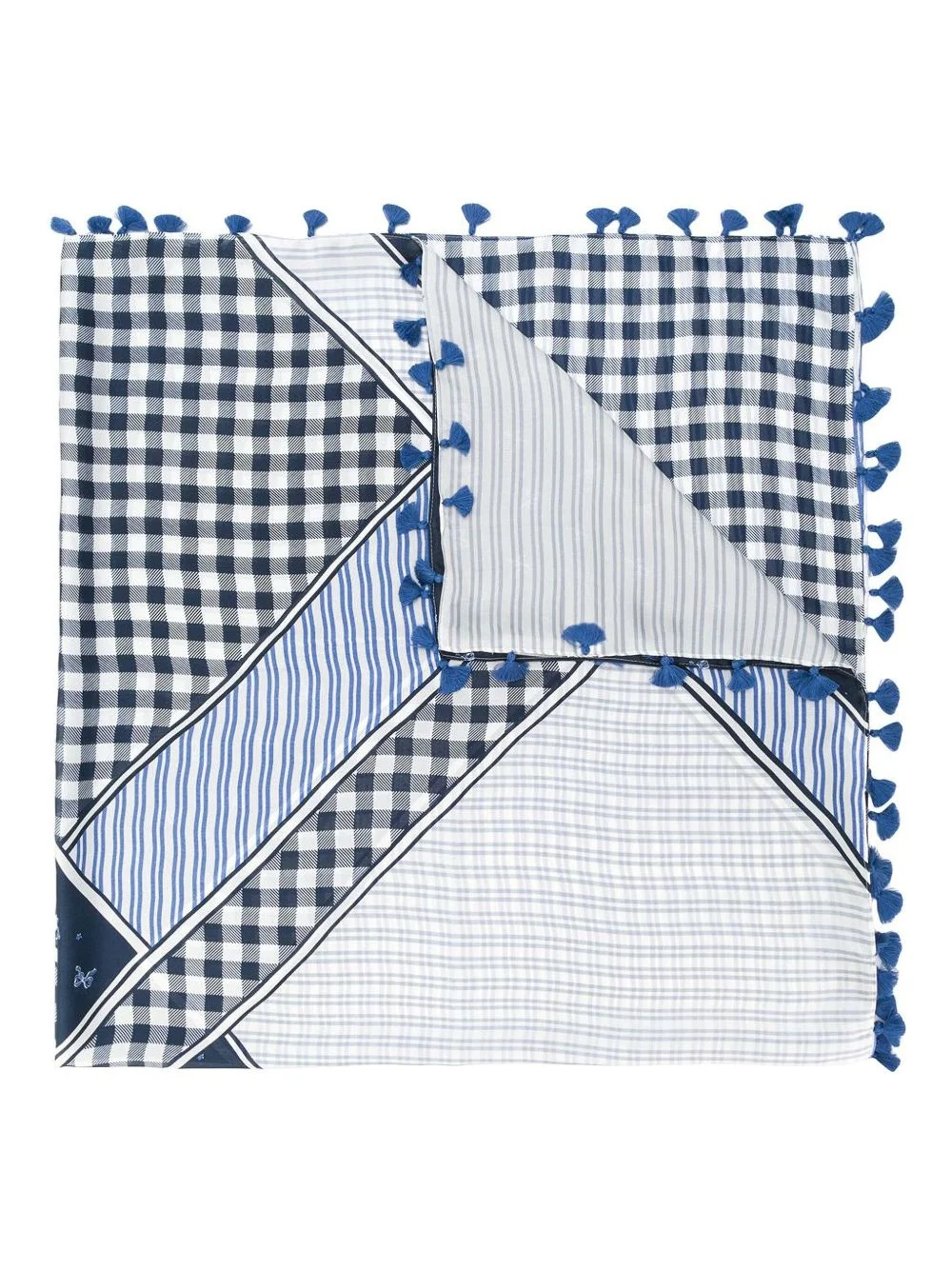 tassel-detail multi-print scarf - 1
