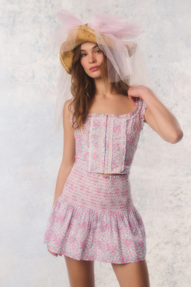 LoveShackFancy Re-Edition Georgie Floral Cotton Bustier outlook