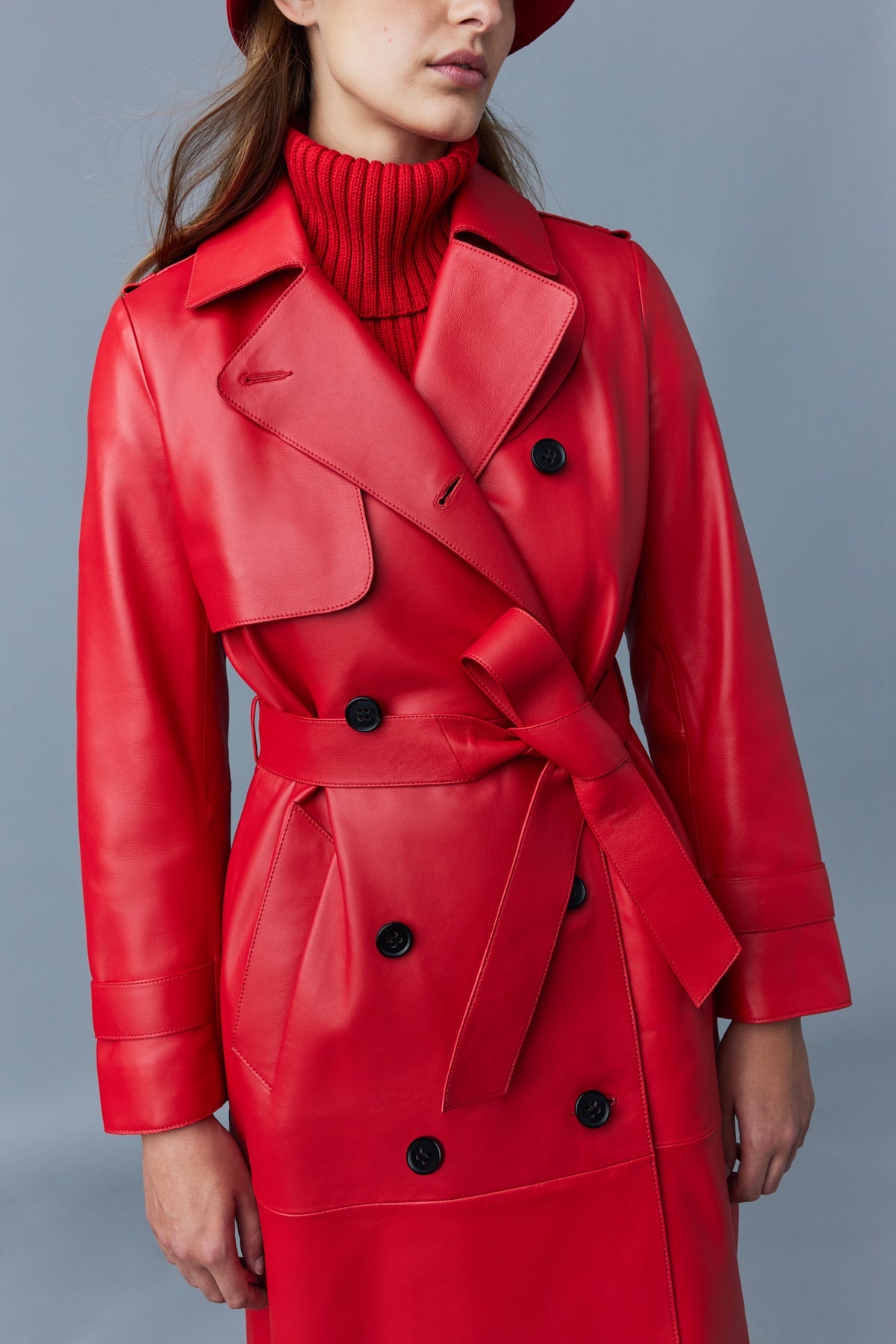 GAEL (R) Leather trench coat with belt - 5