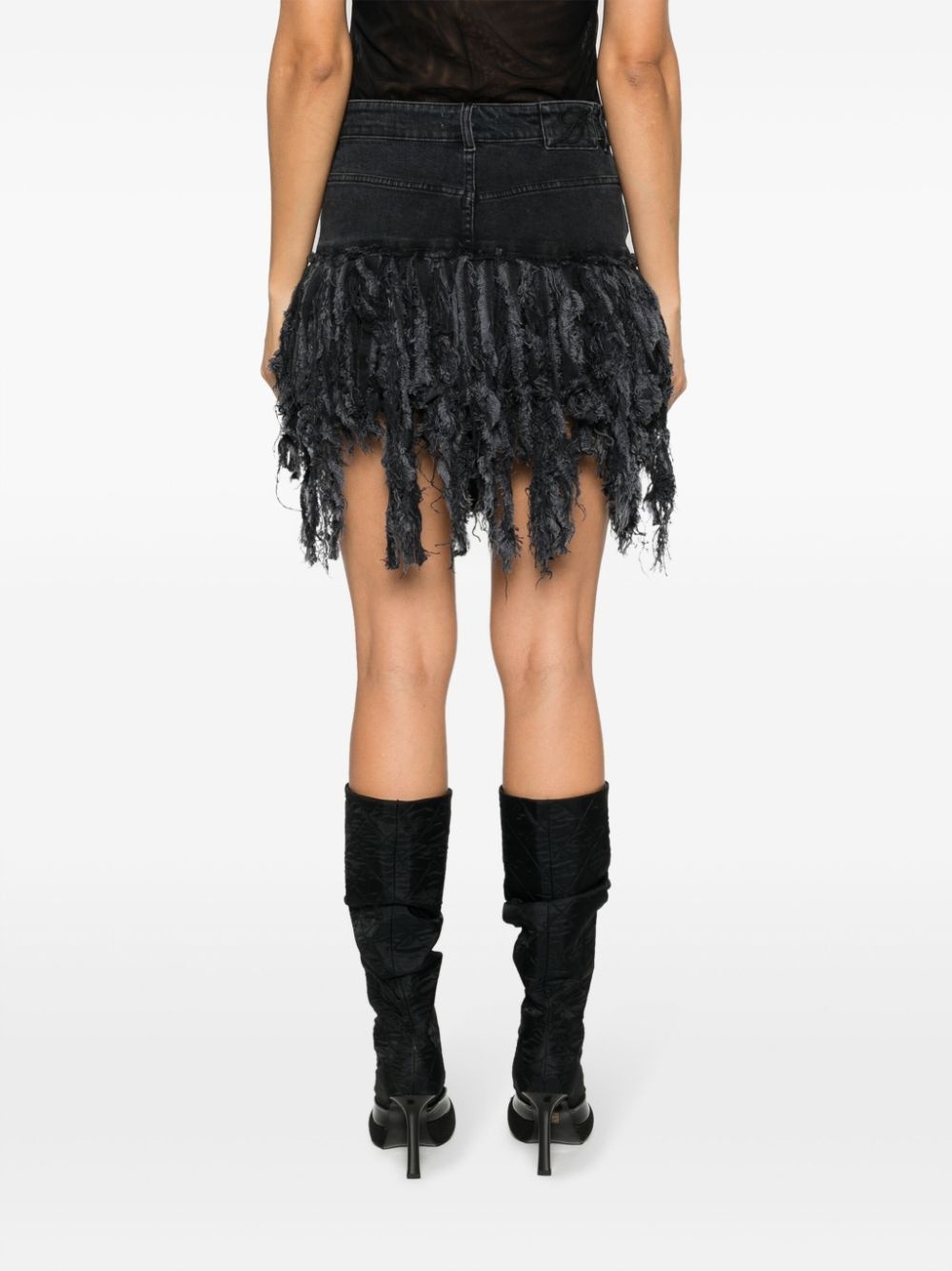 fringed denim miniskirt - 4