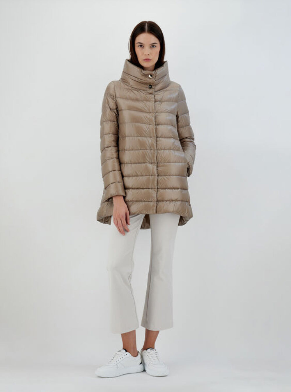 Herno Women Herno Woman's Amelia Taupe Colored Nylon Down Jacket - 2