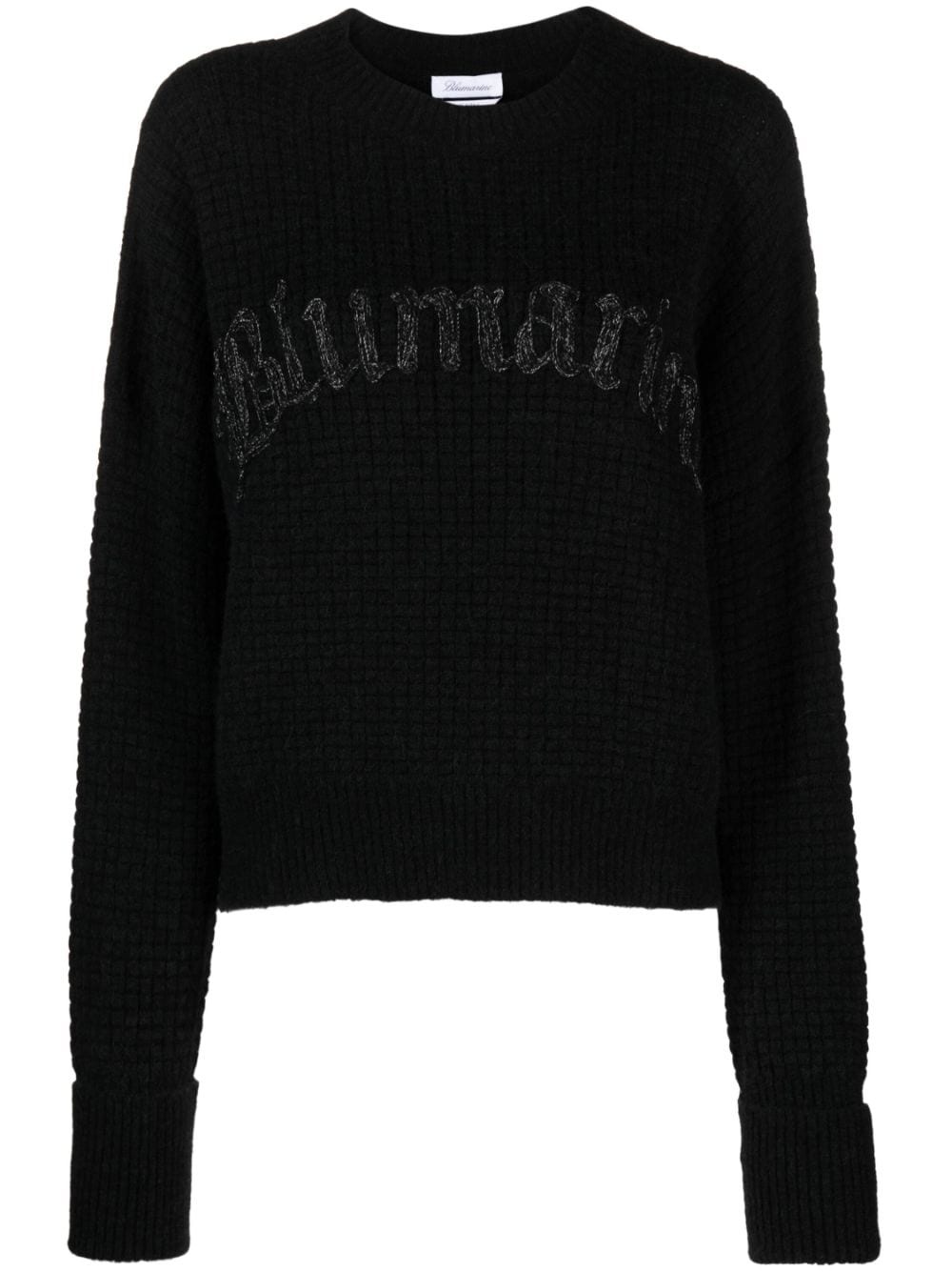 logo-embroidered chunky-knit jumper - 1