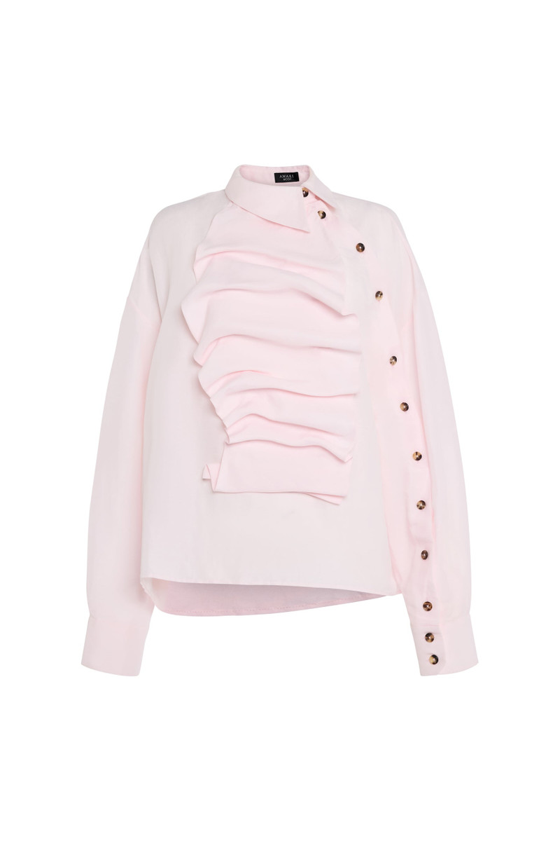 VOLUMINOUS BIB-FRONT SHIRT PALE PINK 2