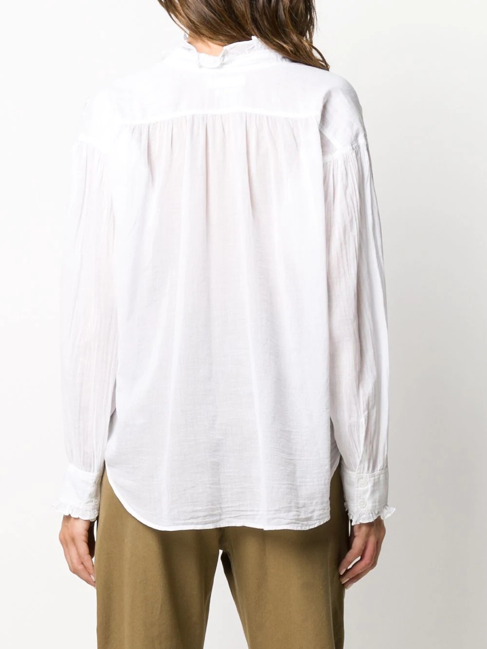 ruffled-collar cotton blouse - 4