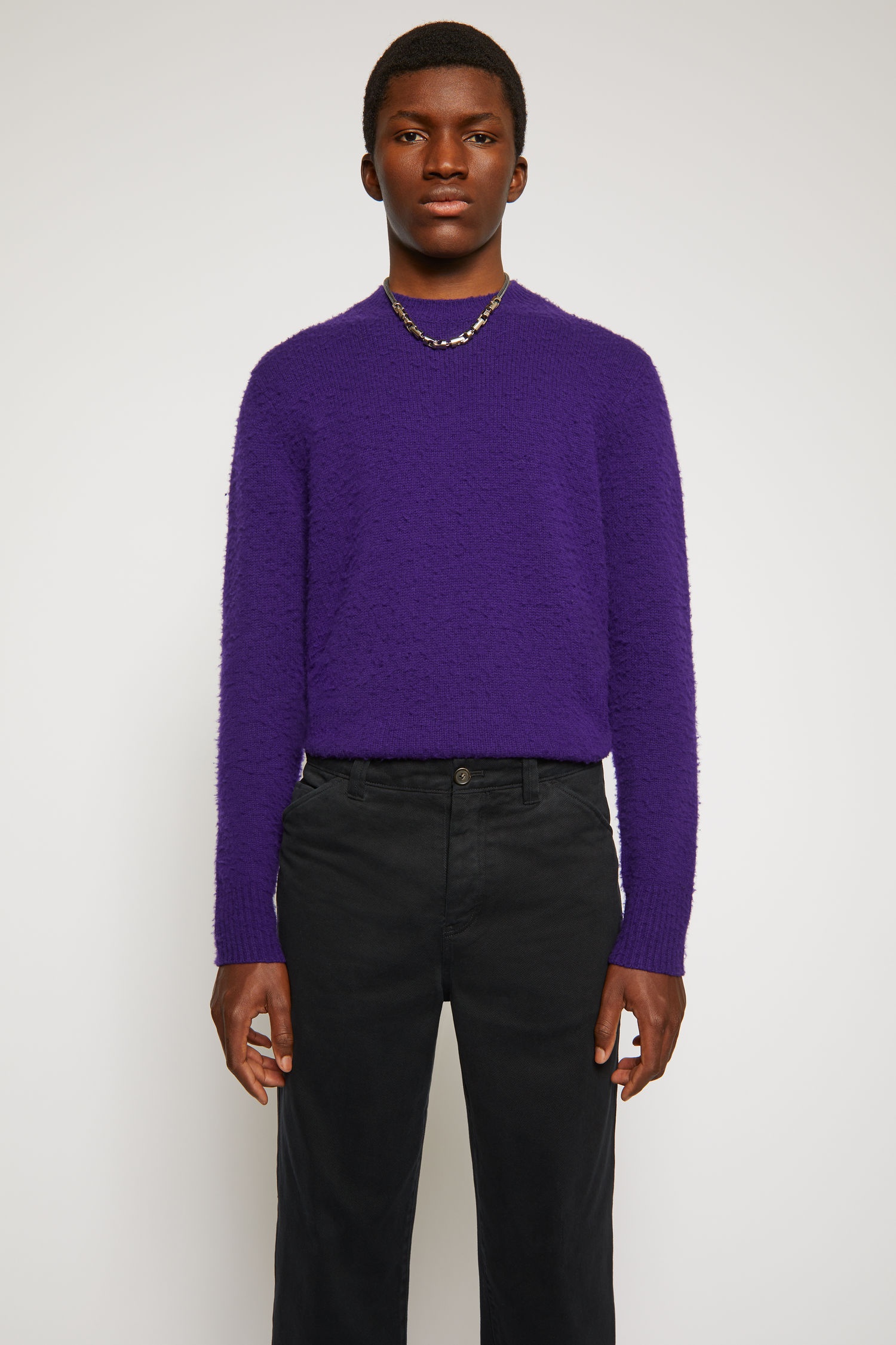 Pilled wool blend sweater deep purple - 2