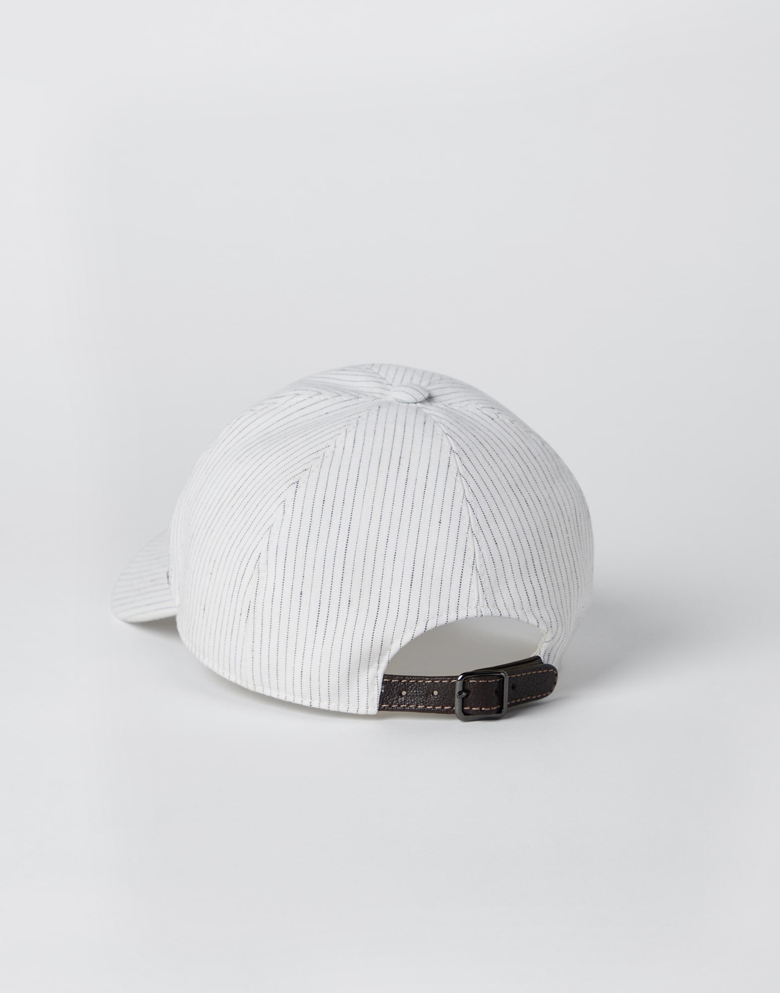 Striped comfort linen and cotton baseball cap with shiny band - 2