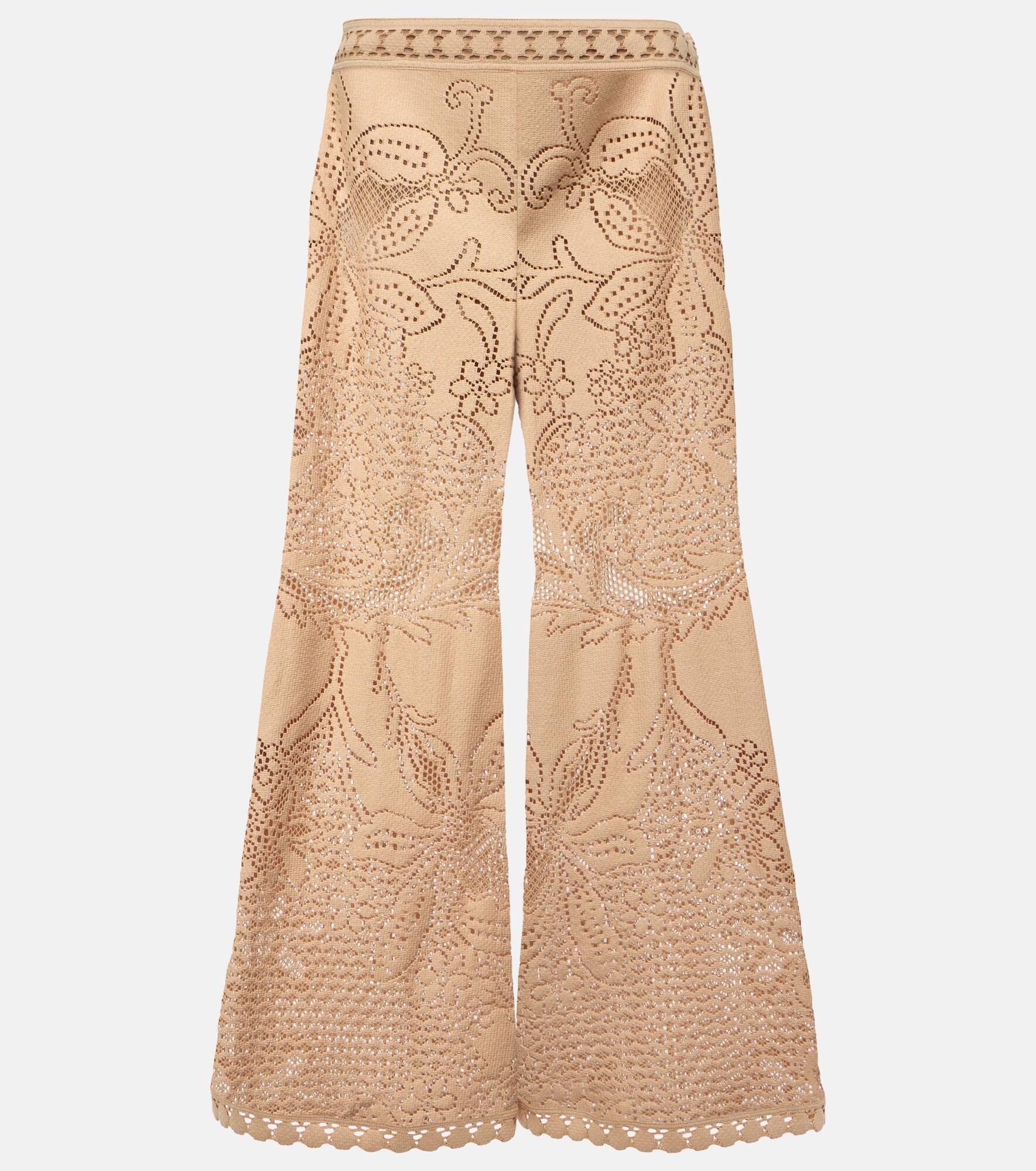 Guipure lace wide-leg pants - 1