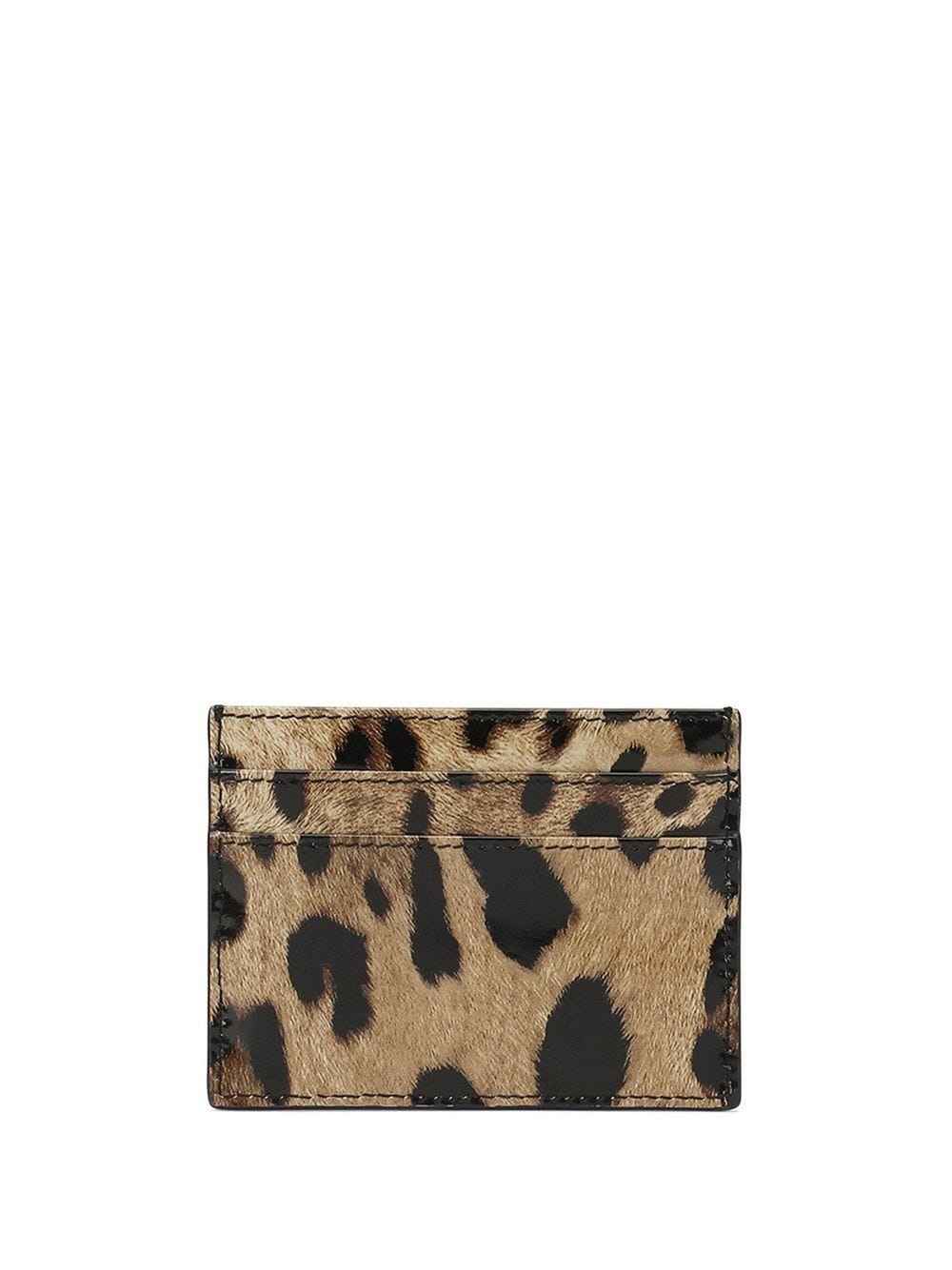 leopard-print leather card holder - 2