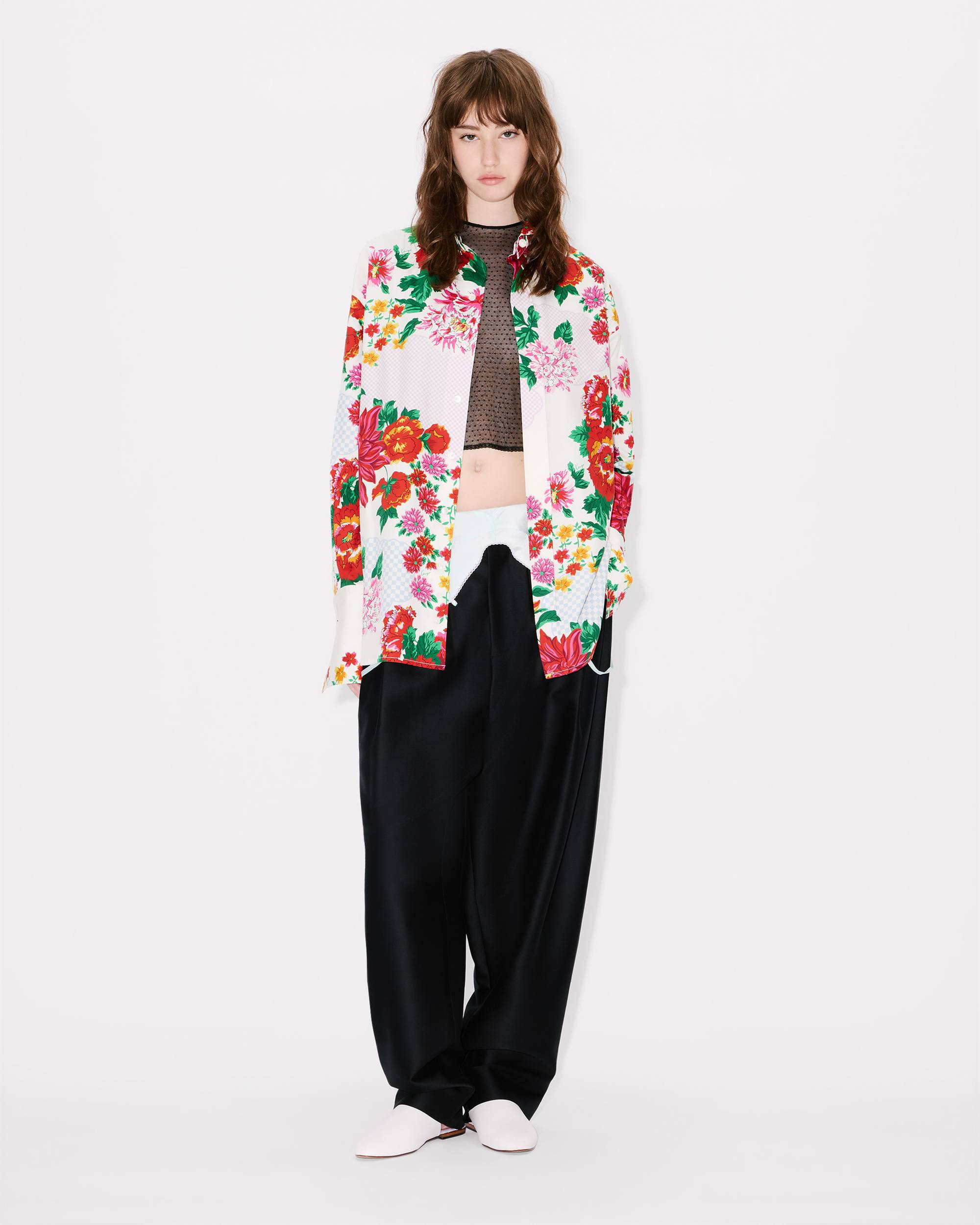 'KENZO Archive Floral' stand collar shirt in cotton silk - 5