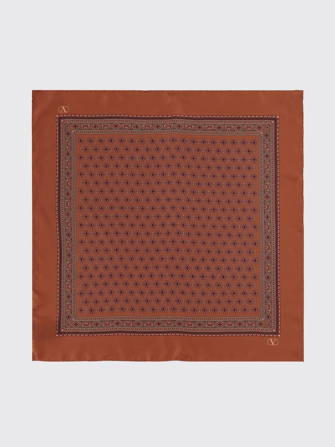 VALENTINO GARAVANI Square Ethnic Print VLogo Silk Scarf - 1