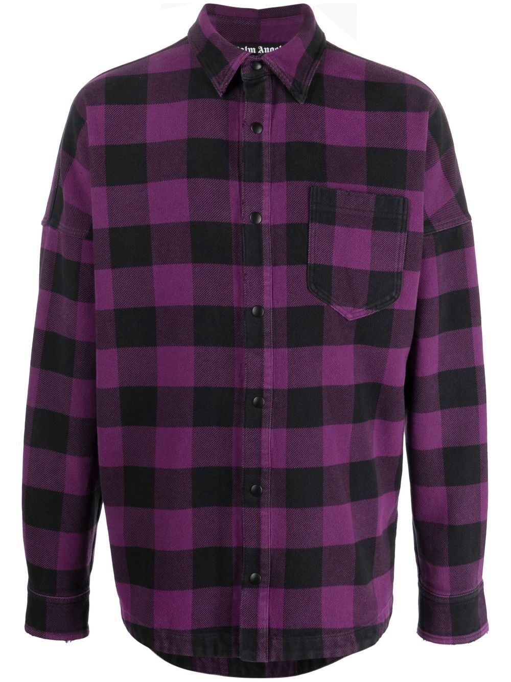 logo-print checked shirt - 1