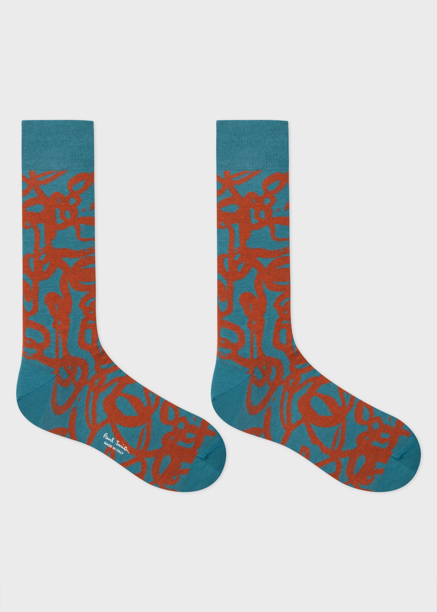 Teal 'Squiggle' Socks - 2