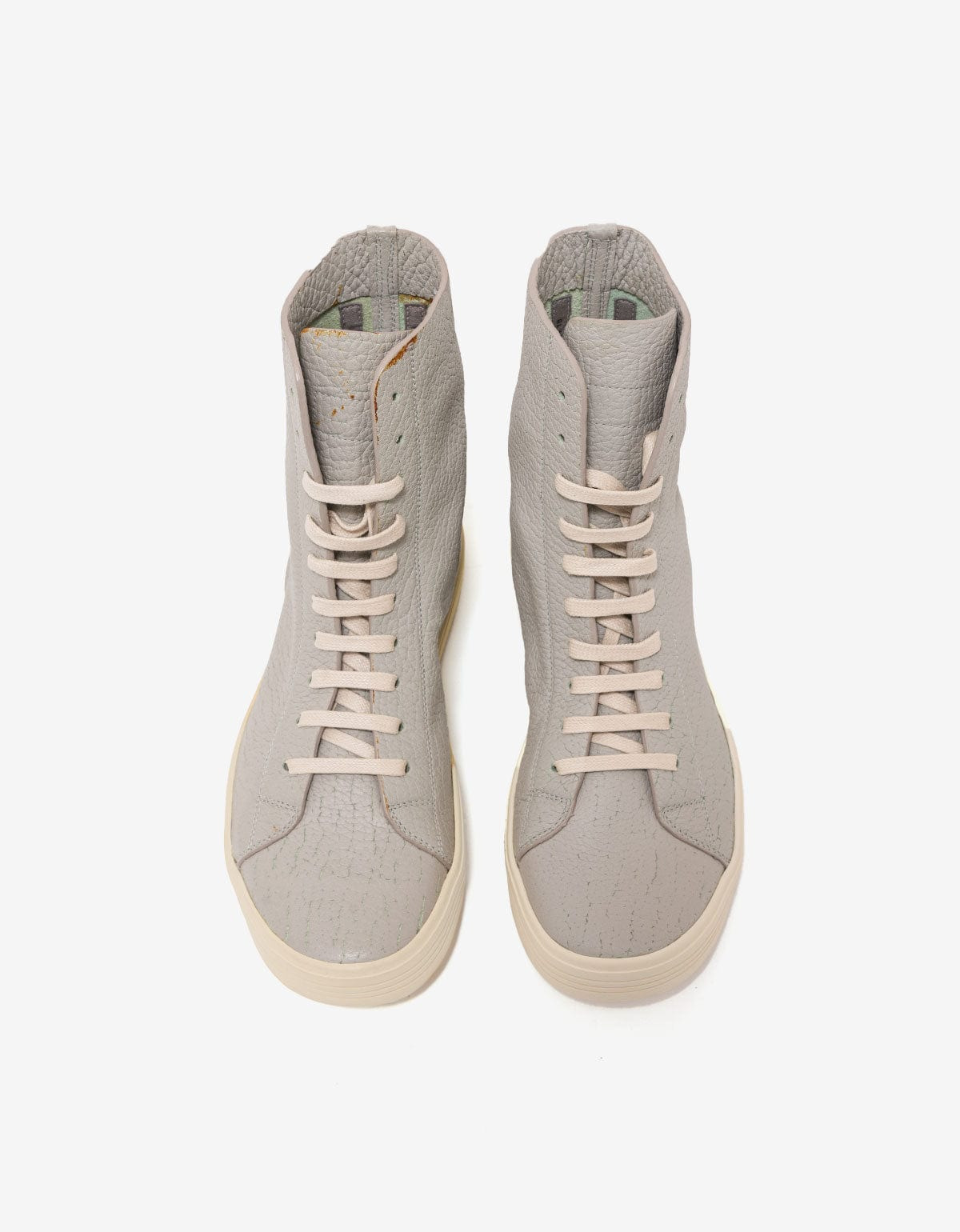 Rick Owens Mastosneaks Grey Grain Leather High Top Trainers - AW16 - 7