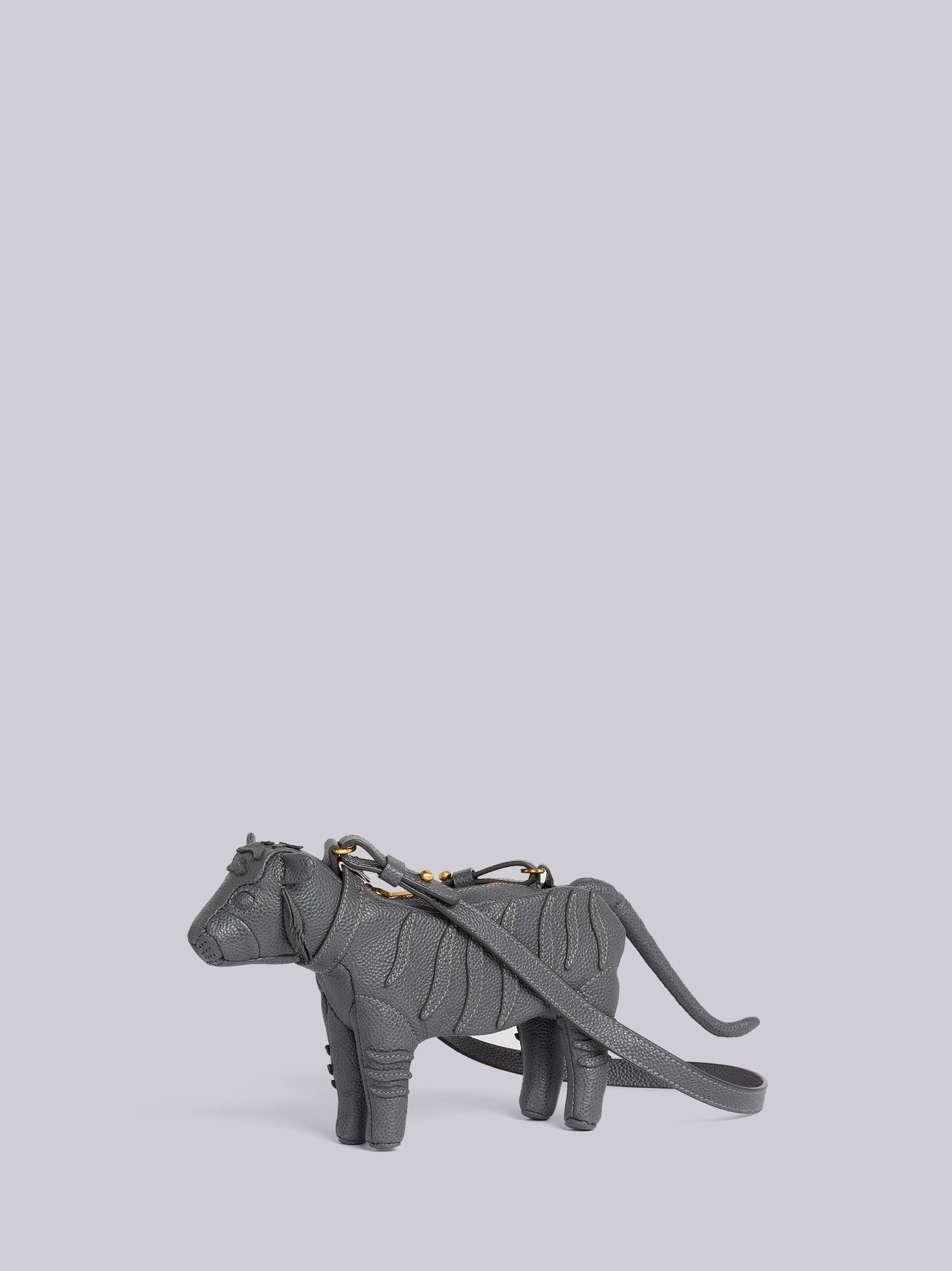 Dark Grey Pebble Grain Leather Mini Tiger Crossbody - 3