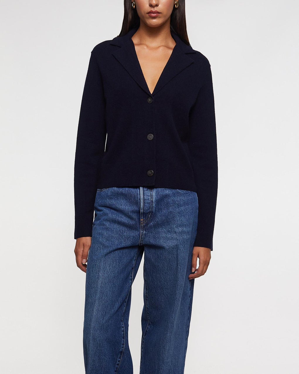 Cardigan Lapel Button Blue - 2