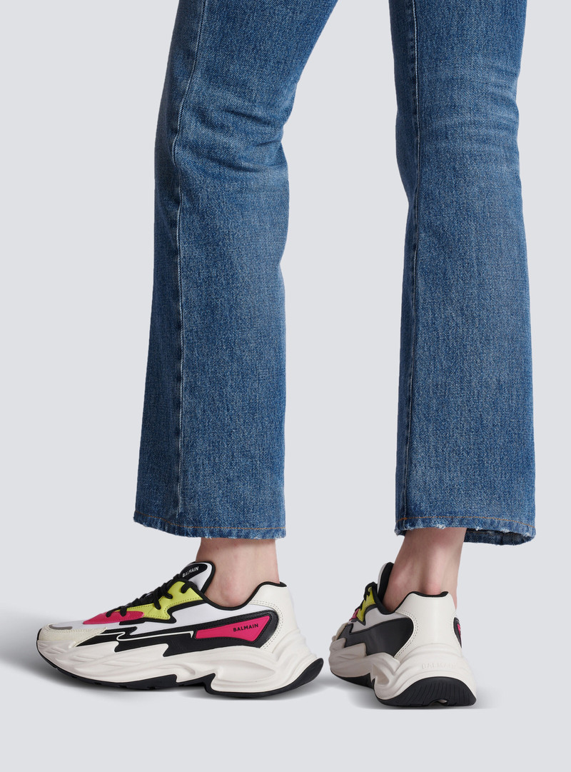 Balmain Run-Row leather and nylon trainers outlook
