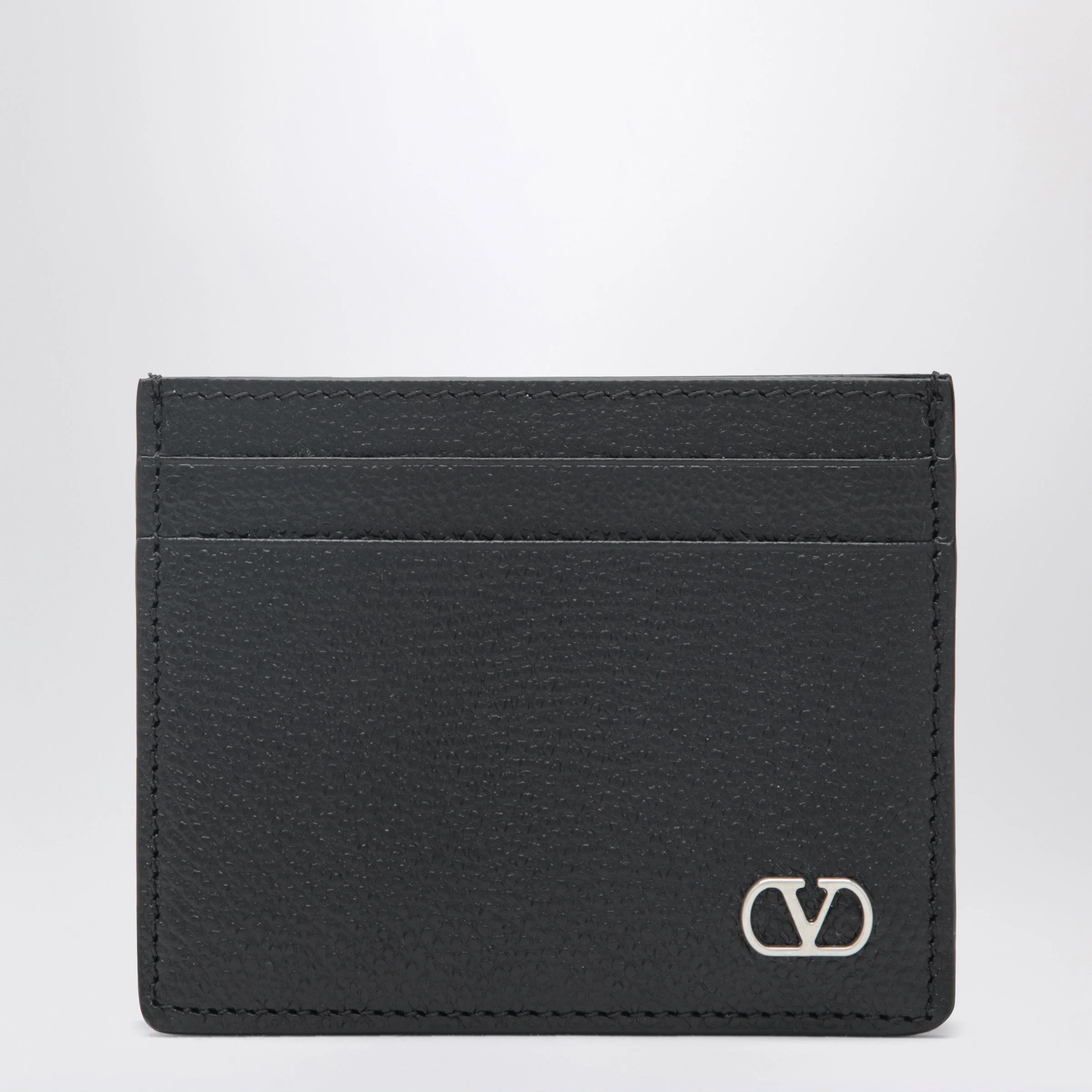 Black leather card holder with logo - 1