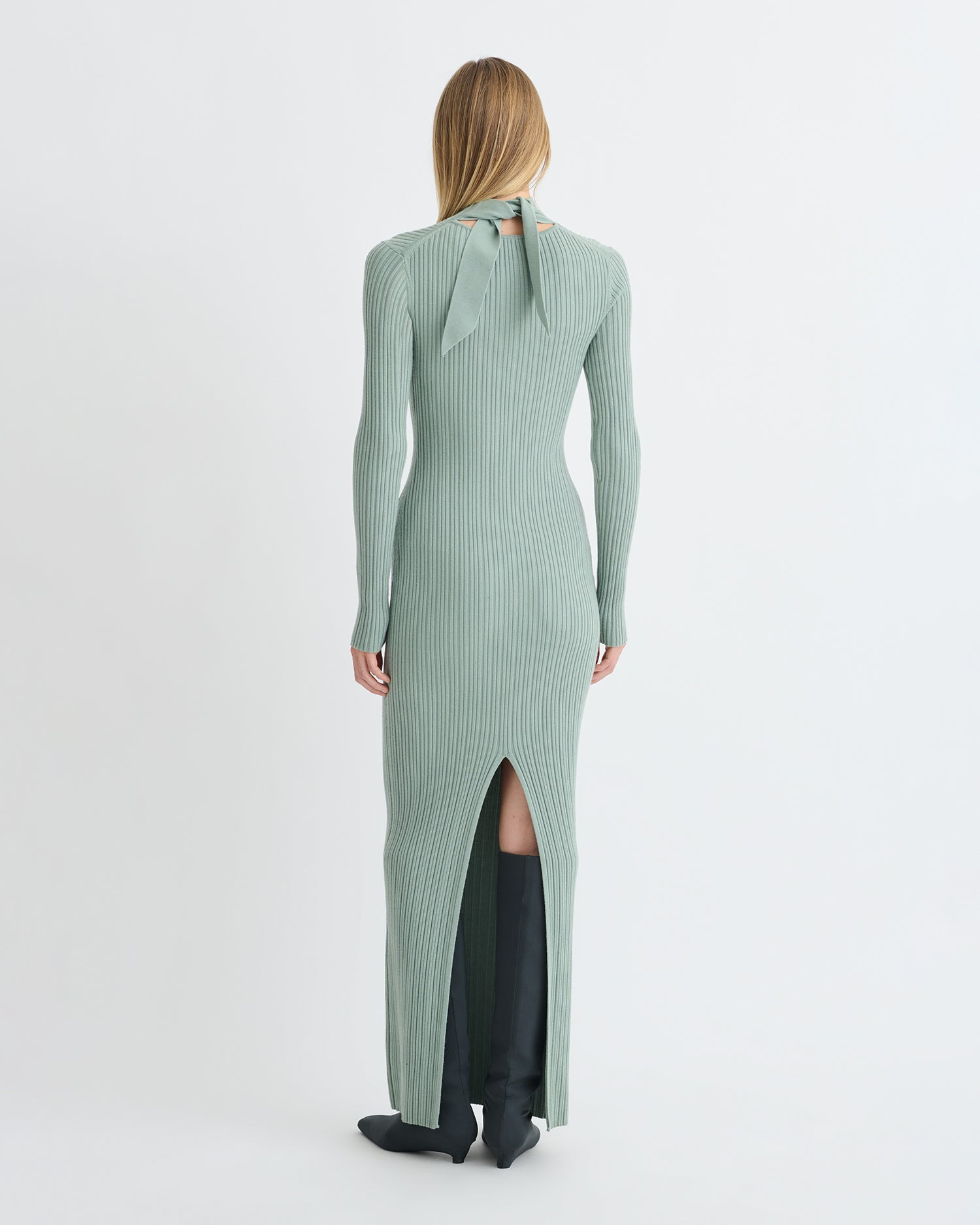 Fine Merino Rib Long Dress - 4