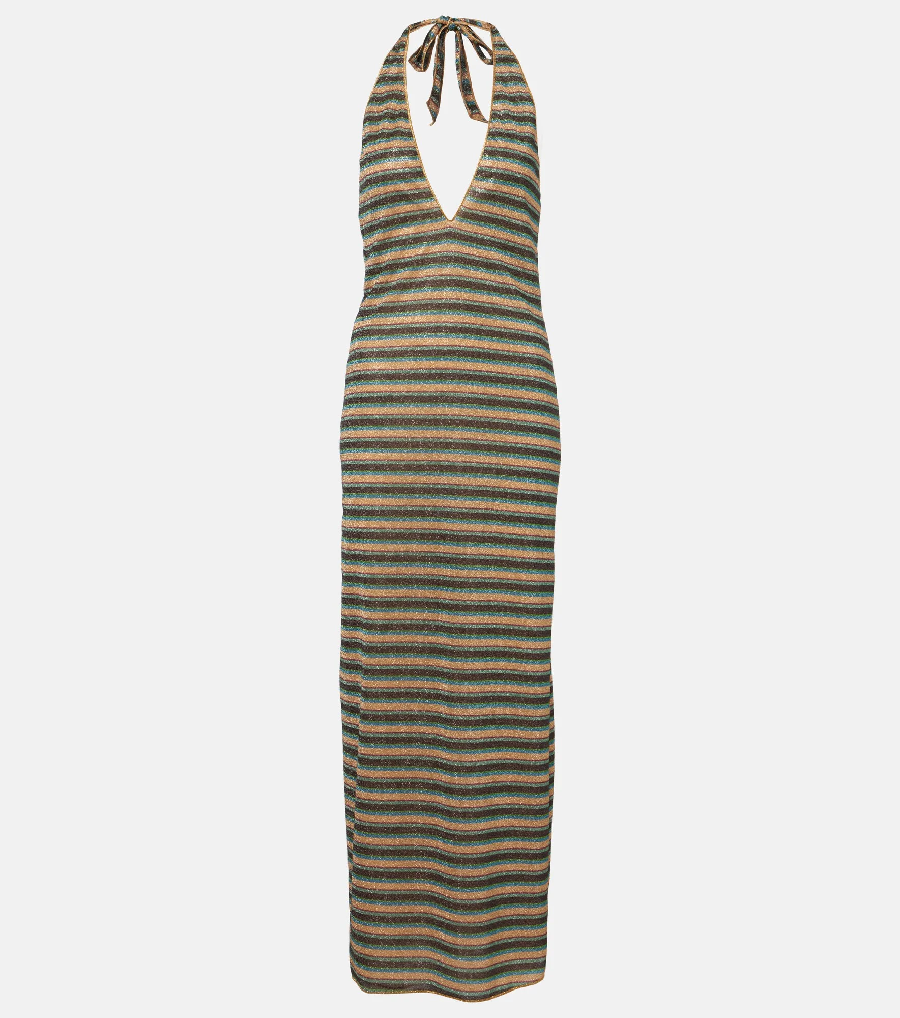 Lumière striped halterneck maxi dress - 1