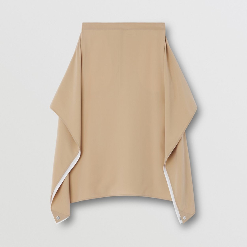 Panel Detail Silk Crepe de Chine Skirt - 1