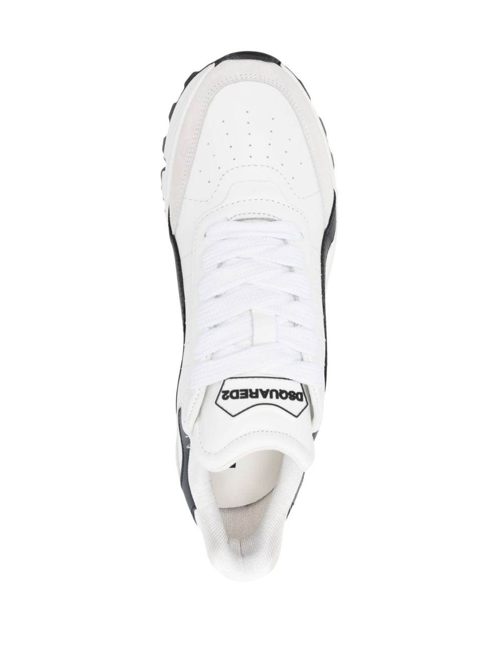 panelled leather sneakers - 4